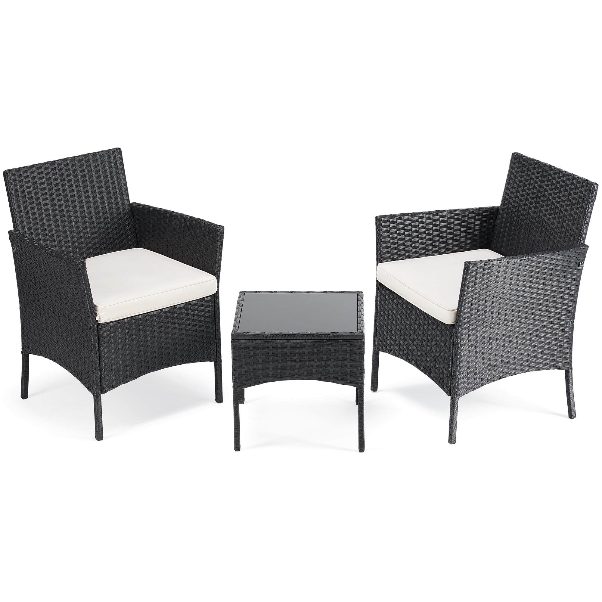 Yangming Outdoor Patio Furniture Set with Sectional Sofa, Table, Chairs and Thick Cushions - Perfect for Lawn, Garden, Backyard or Pool Area, Black - Womvr