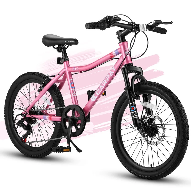 Okimo 20in Mountain Bike 7-Speed Kids Bike with Ergonomic Durable Steel Frame for Ages 8-12 Boys and Girls, White - Womvr