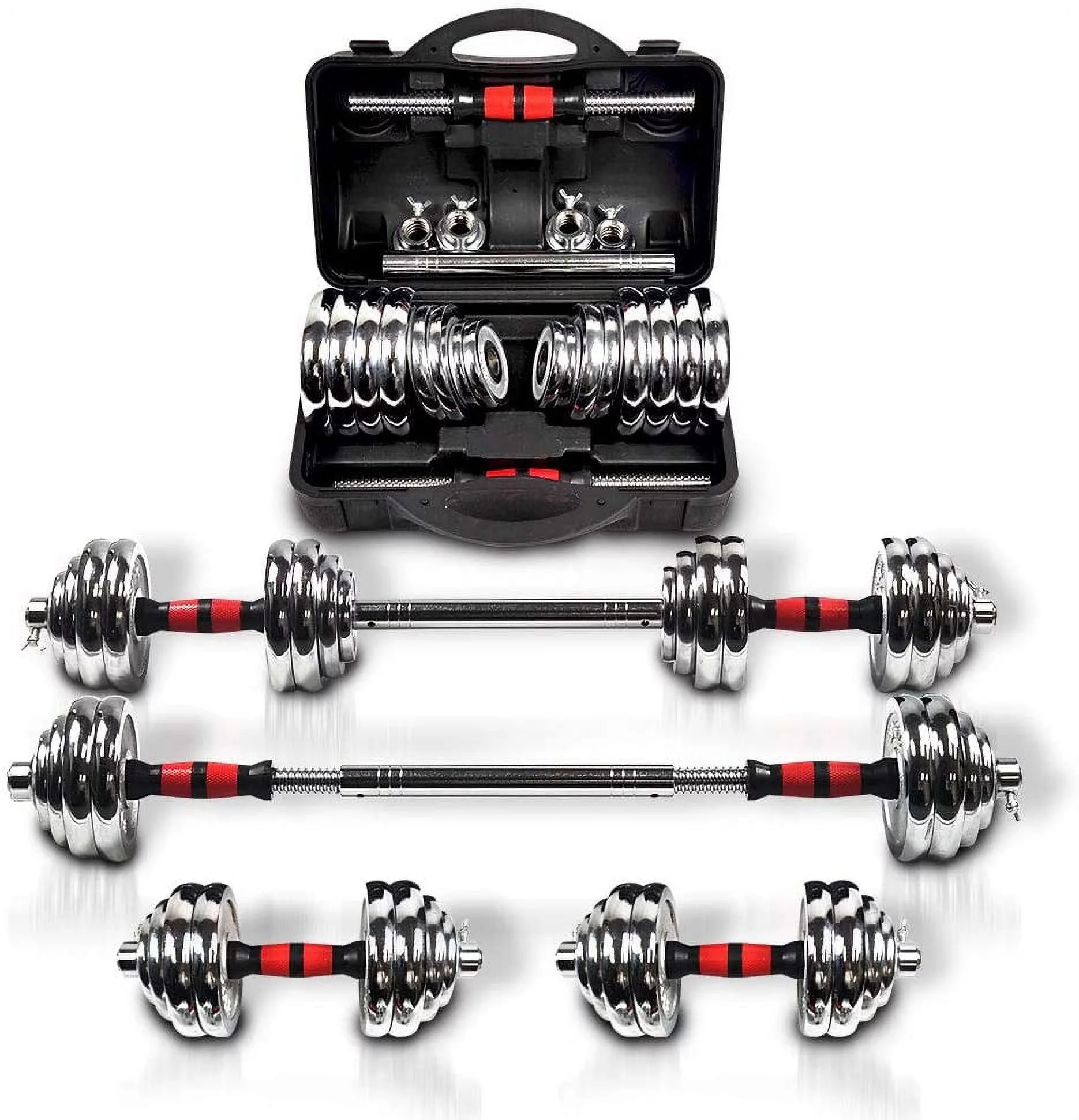 Adjustable Dumbbell Set Home Gym Cast Iron Barbell Sets with Carry Box 44lbs 66lbs 110lbs Office Bedroom Workout Dumbbells for Men and Women - Womvr