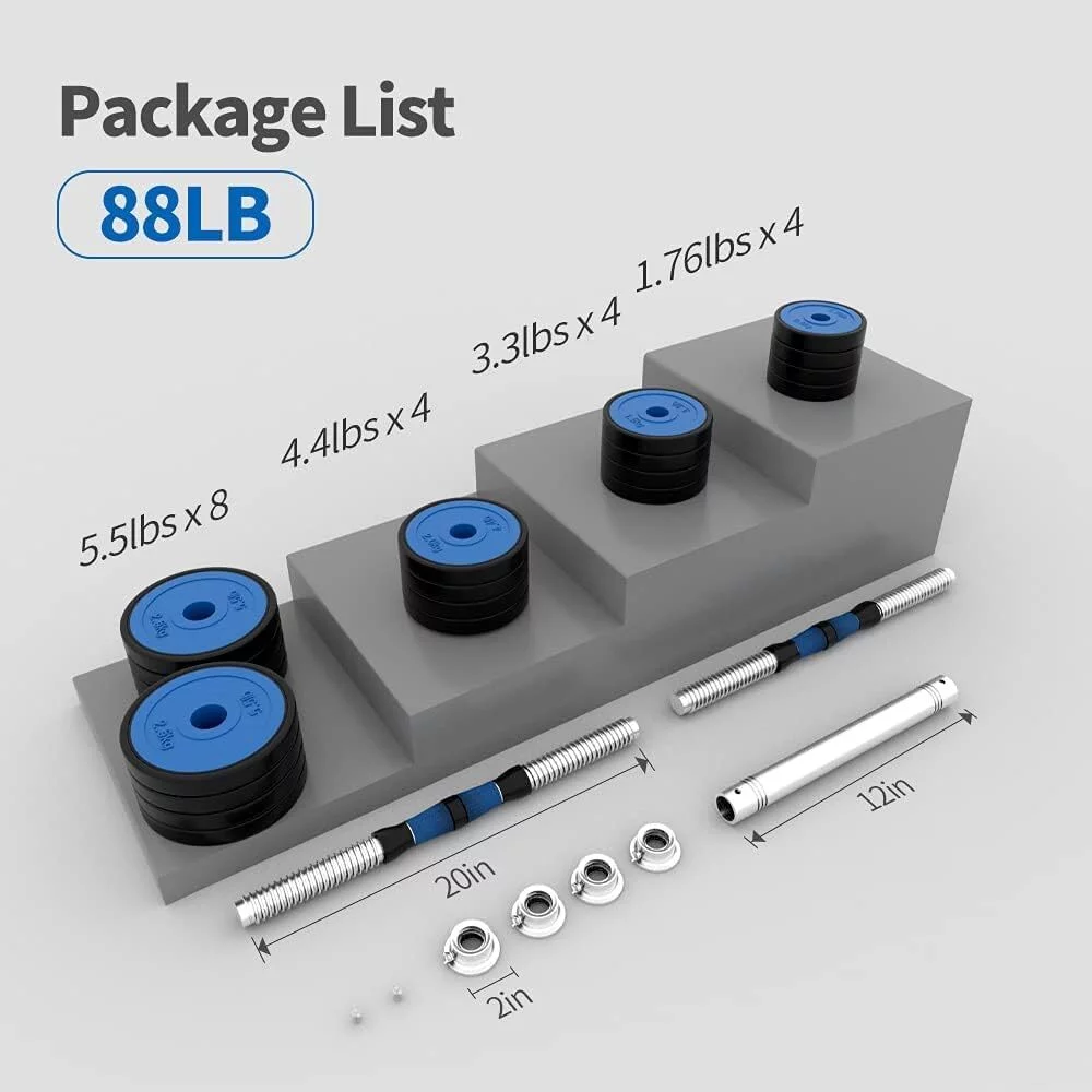 IVV Adjustable Weights Dumbbells Set of 2, 66LBS 2 in 1 Exercise & Fitness Dumbbells Barbell Set for Men Women - Womvr