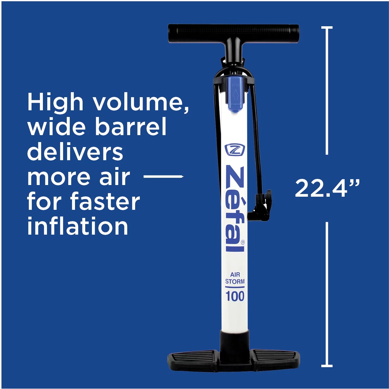 Zefal Air Storm Bicycle Floor Pump, 100 Psi, Presta, Schrader Compatible - Womvr