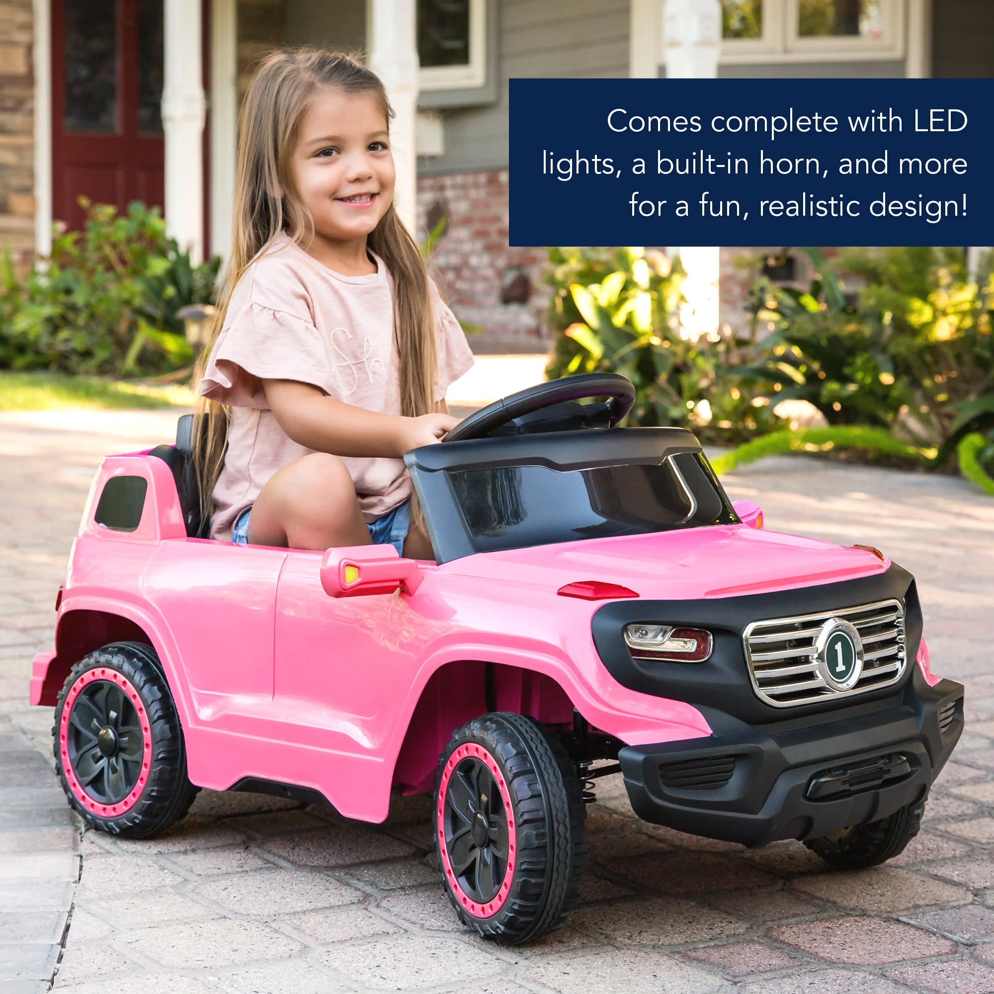 Best Choice Products 6V Kids Ride On Car Truck w/ Parent Control, 3 Speeds, LED Headlights, MP3 Player, Horn - Pink - Womvr