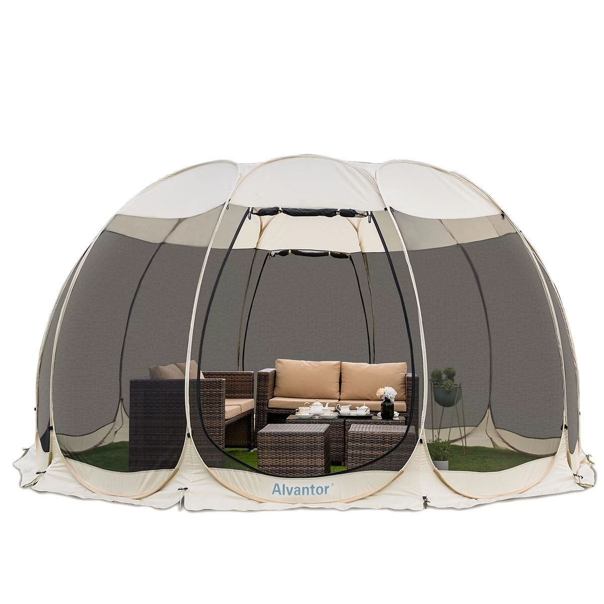 Eighteentek Screen House Tent Gazebo Pop Up Canopy 10'X 10' Beige - Womvr