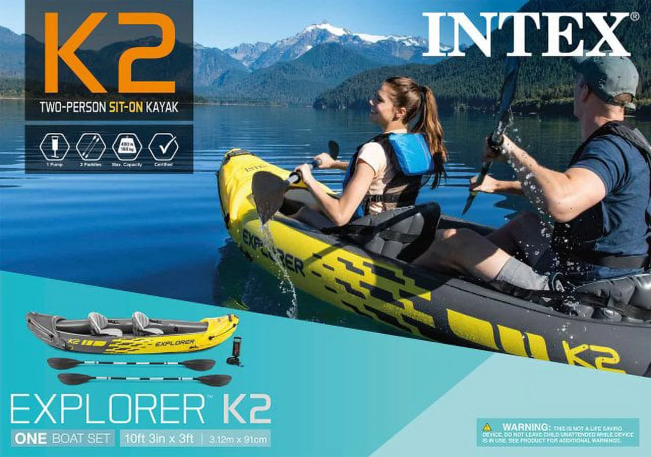 Intex Explorer K2 Inflatable Kayak with Oars and Hand Pump - Womvr