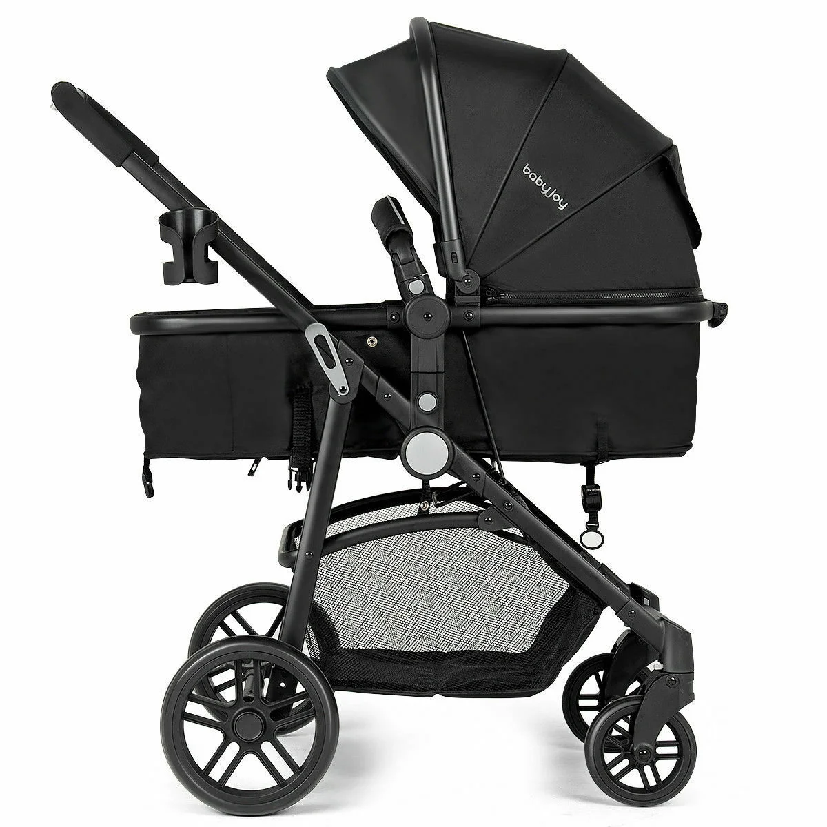 Costway Foldable Baby Stroller 2 in1 Newborn Infant Travel Buggy Pushchair Black - Womvr