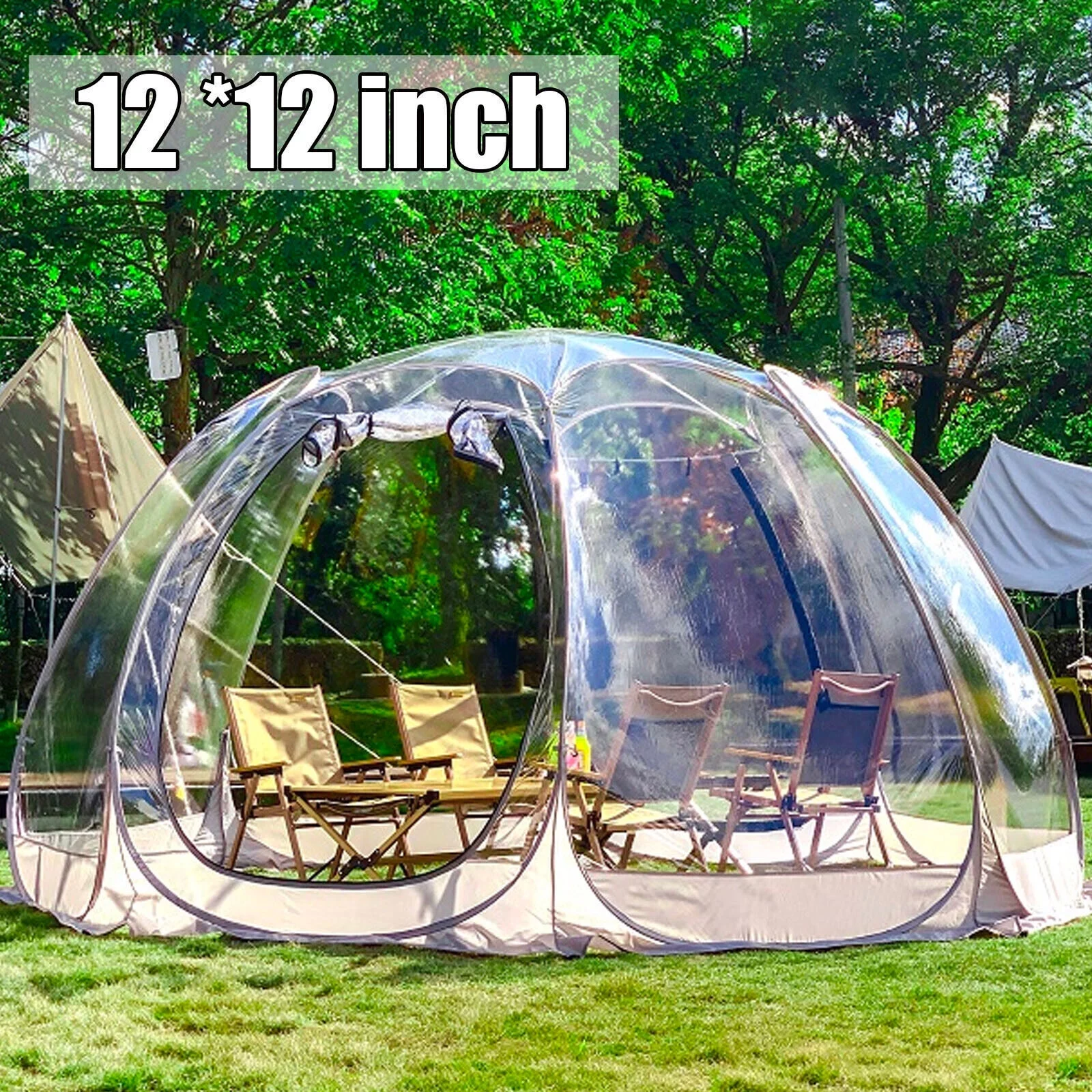 Miumaeov Pop-Up Bubble Tent 12 * 12 * 7ft Instant Tent Clear Dome Tent Commercial Camping Cabin 6-10 Person Bubble Tent with Storage Bag for Backyard Party Festivals Stargazing Camp Outdoor - Womvr