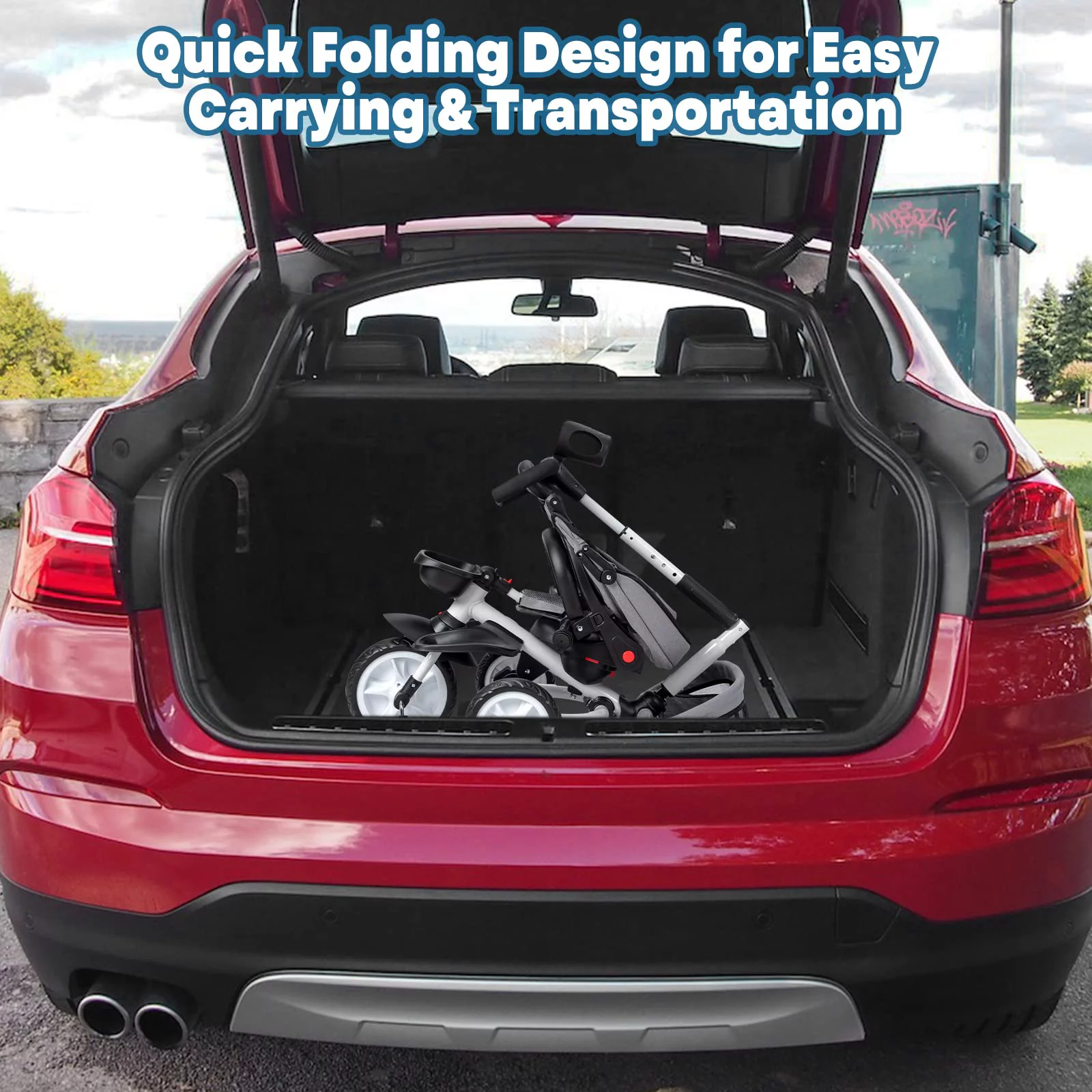 Baby Tricycle 7 in 1,Folding Toddler Trike W/Adjustable Removable Push Handle,Safety Harness,Brake ,Rotatable Seat, Adjustable Canopy, Storage, Cup Holder,Tricycle for 1-5 Year Old Toddlers (Gray) - Womvr