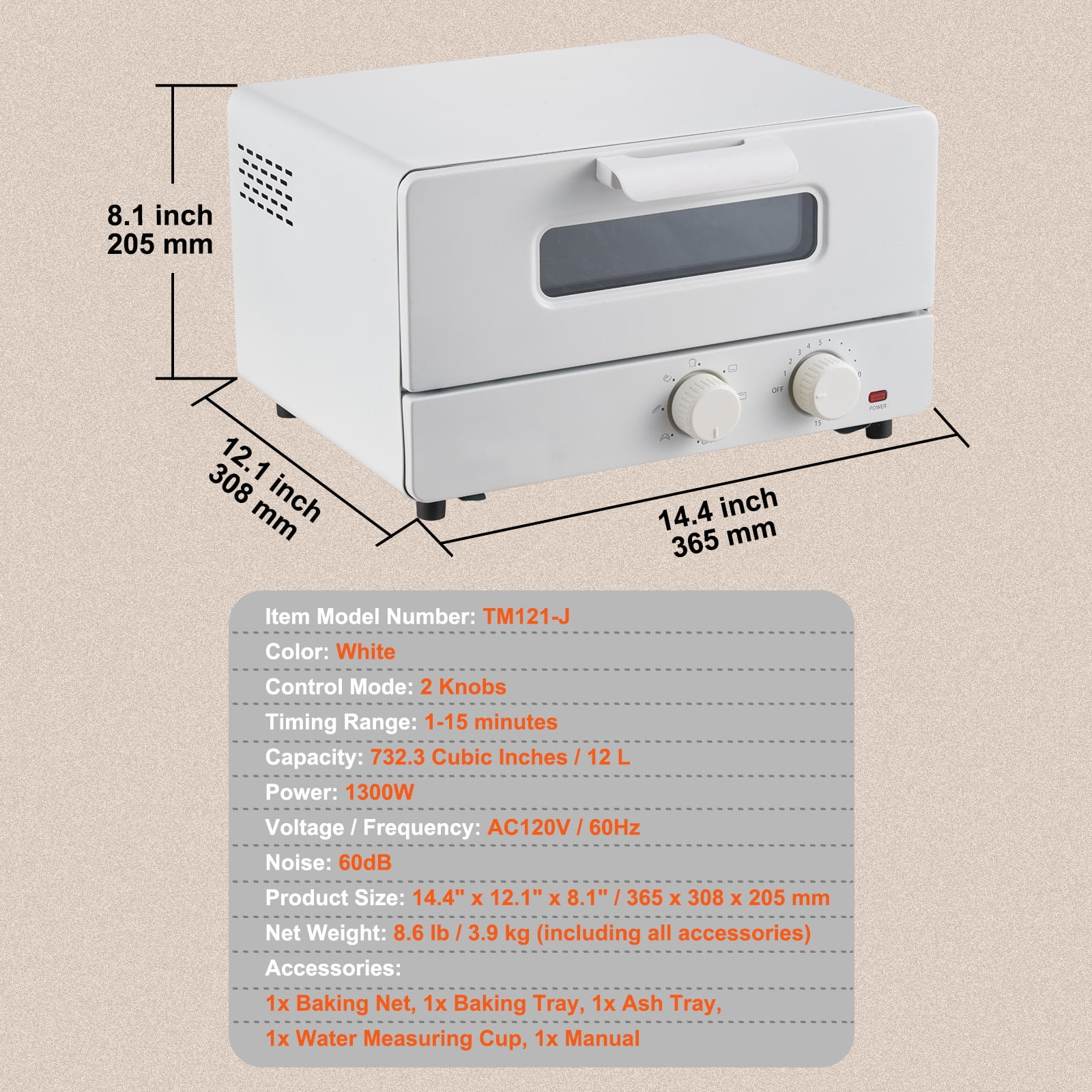BENTISM 12L Steam Oven Toaster 1300W 12L Countertop Convection Oven 5 In 1, 7 Modes Air Fryer Convection Oven for Sandwich, Bread, Pizza - Womvr