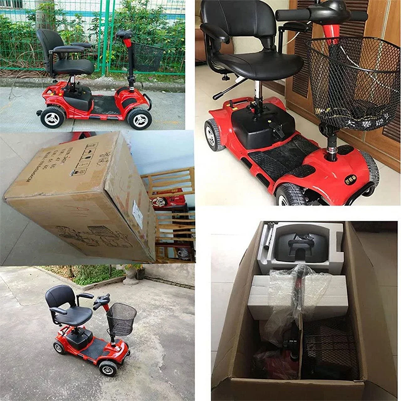 Engwe 4 Wheel Powered Mobility Scooters,Foldable Electric Wheelchair for Seniors-Red - Womvr