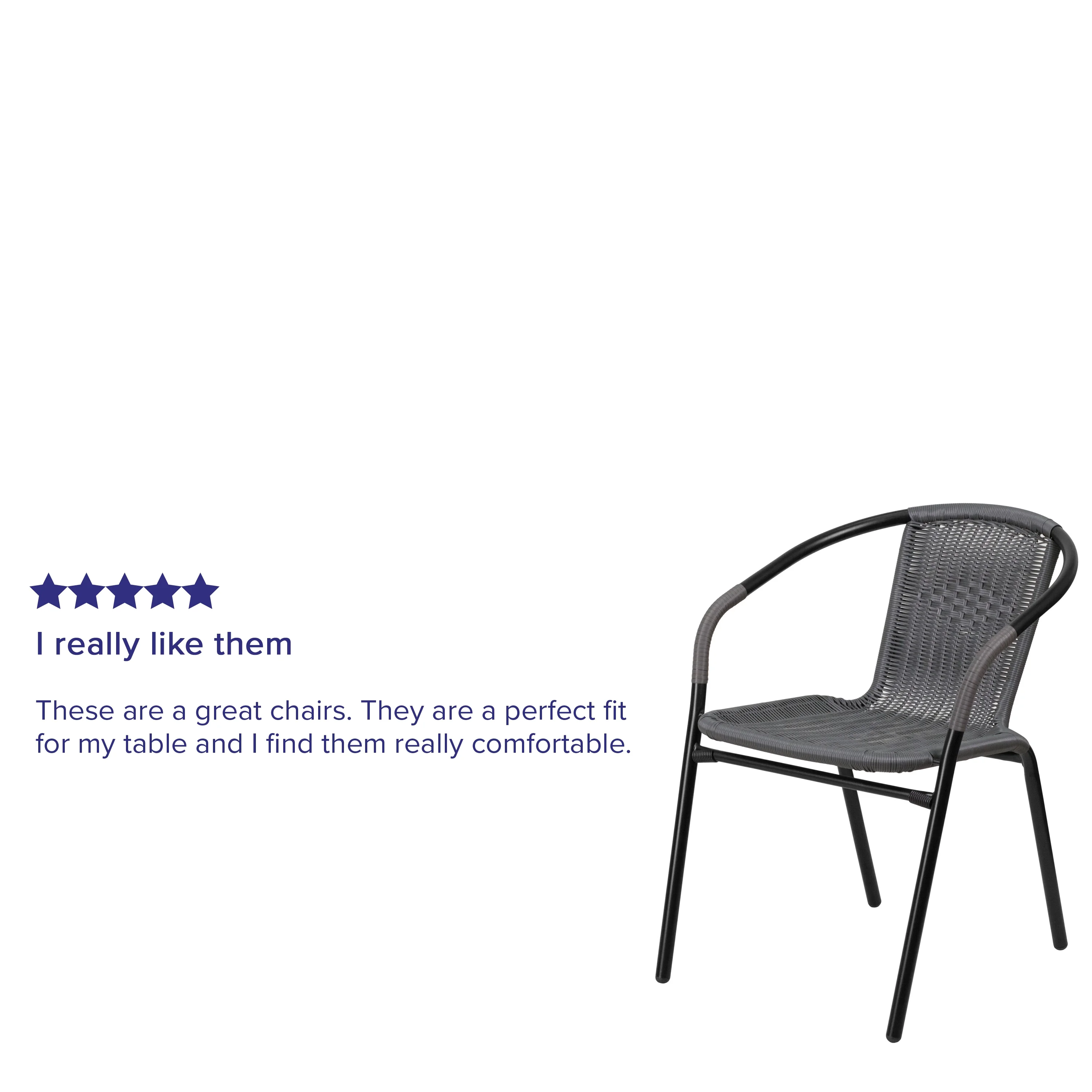 Emma + Oliver 2 Pack Gray Rattan Indoor-Outdoor Restaurant Stack Chair with Curved Back - Womvr
