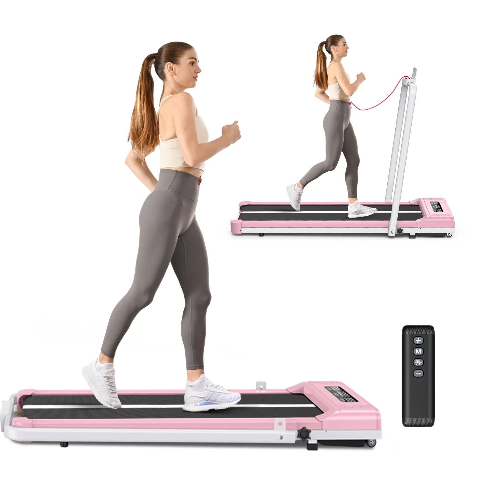 Home Fitness Code Foldable Treadmill with Bluetooth Speaker, 3HP Under Desk Treadmills for Home - Womvr
