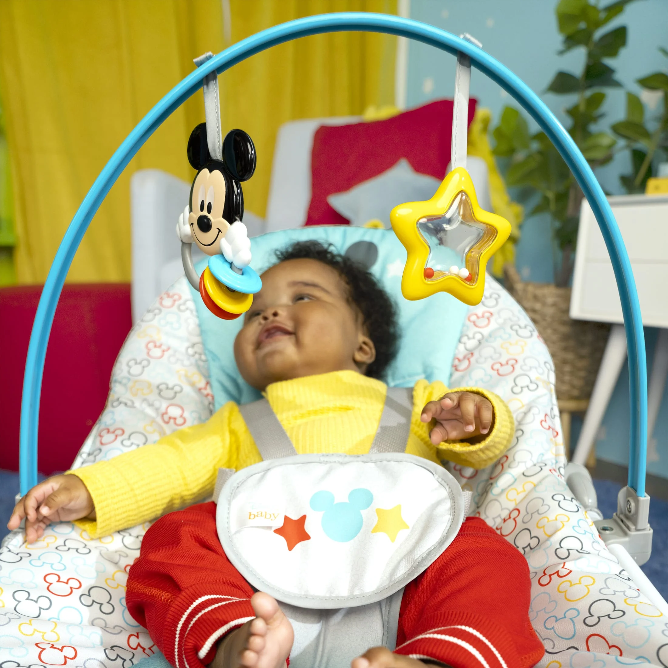 Disney Baby 2-in-1 Slip Resistant Vibrating Infant & Toddler Baby Rocker Chair, Mickey Mouse by Bright Starts - Womvr
