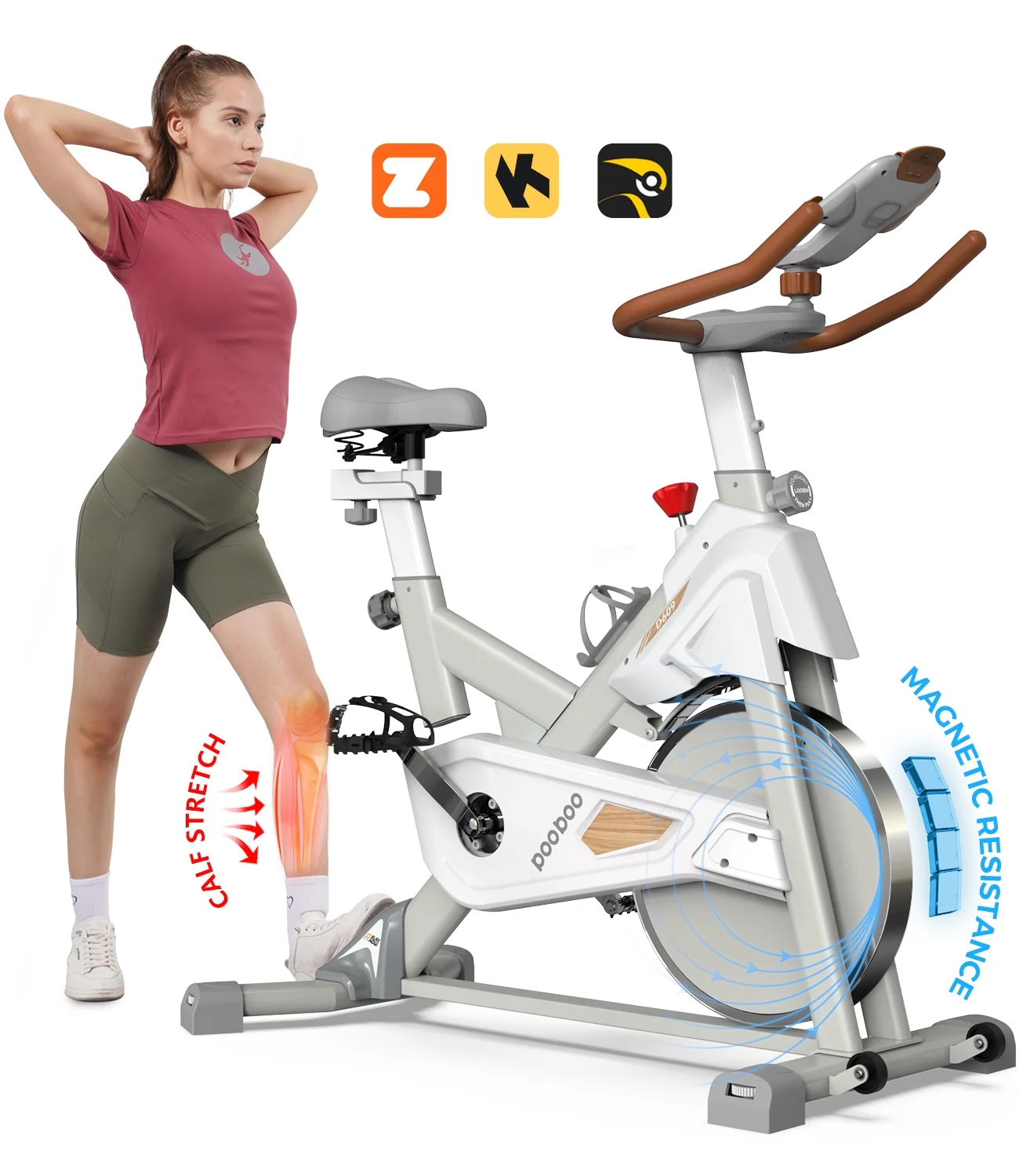 Pooboo Professional Bluetooth Magnetic Exercise Bikes Belt Driven Indoor Cycling Bike with Heavy-duty Flywheel - Womvr