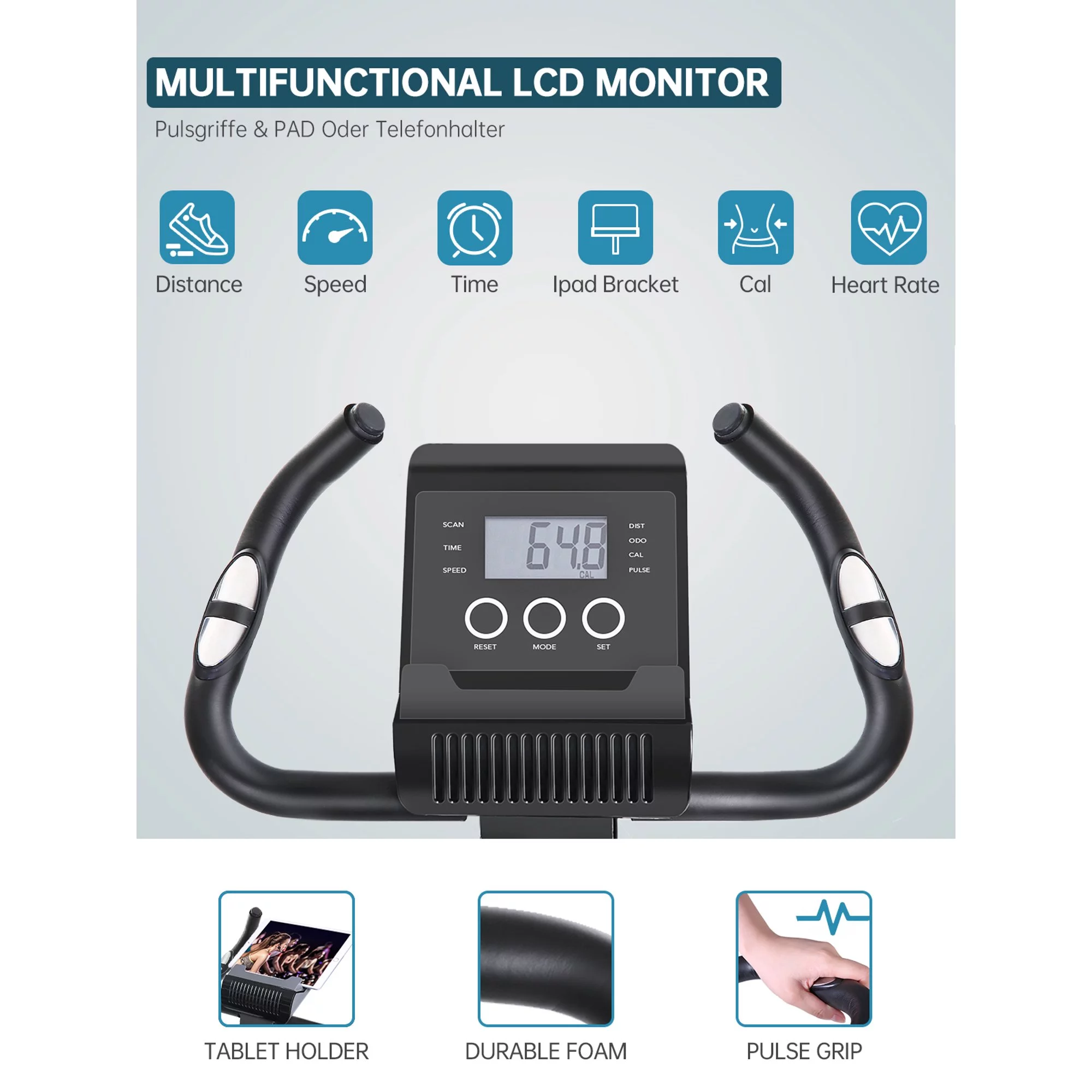 MaxKare 3-in-1 Exercise Bike Quiet Folding Magnetic Stationary Exercise Bikes with Arm Resistance Bands Home Workout Use - Womvr