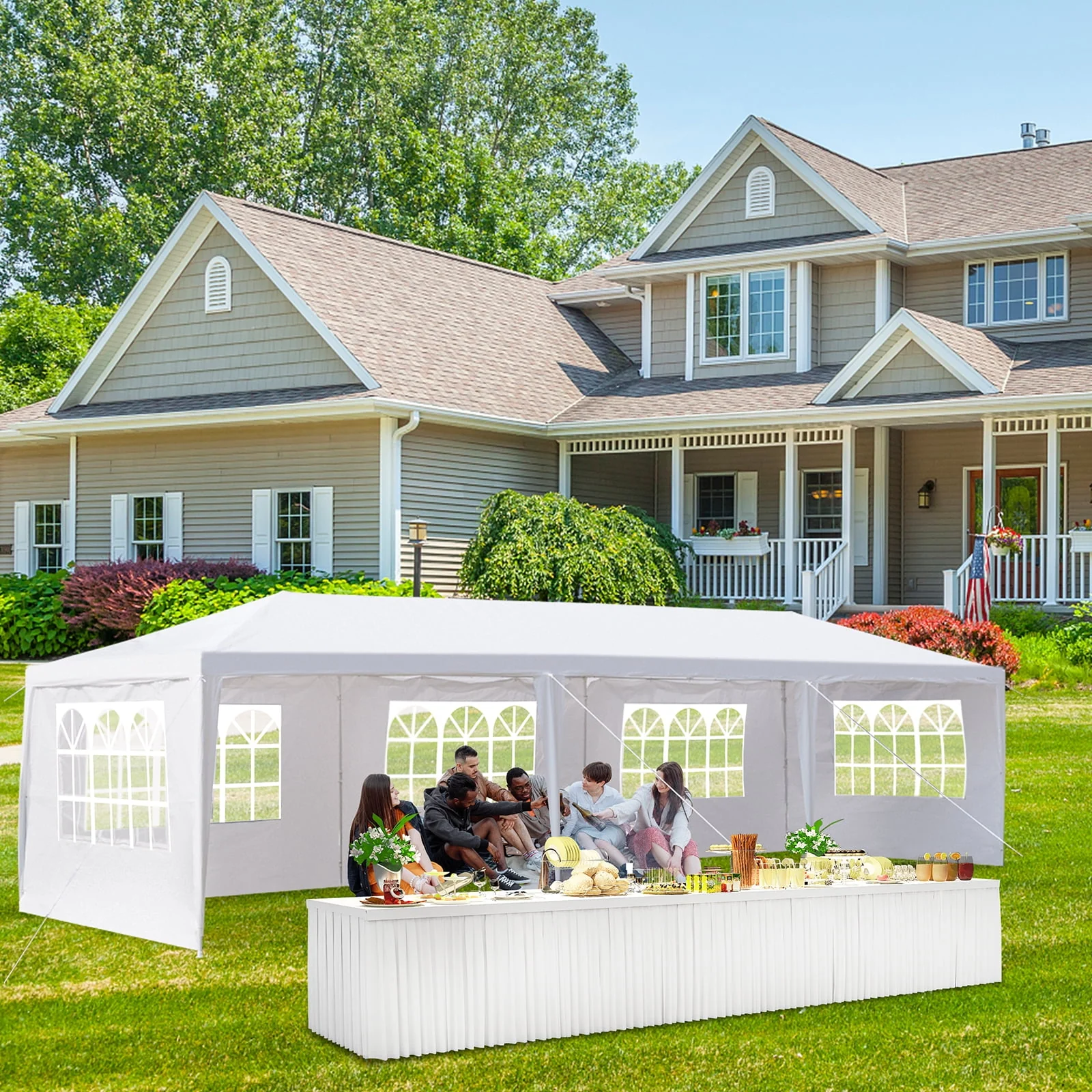 Ktaxon 10' X 30' Canopy Tent with 8 Side Walls for Party Wedding Camping and BBQ - Womvr