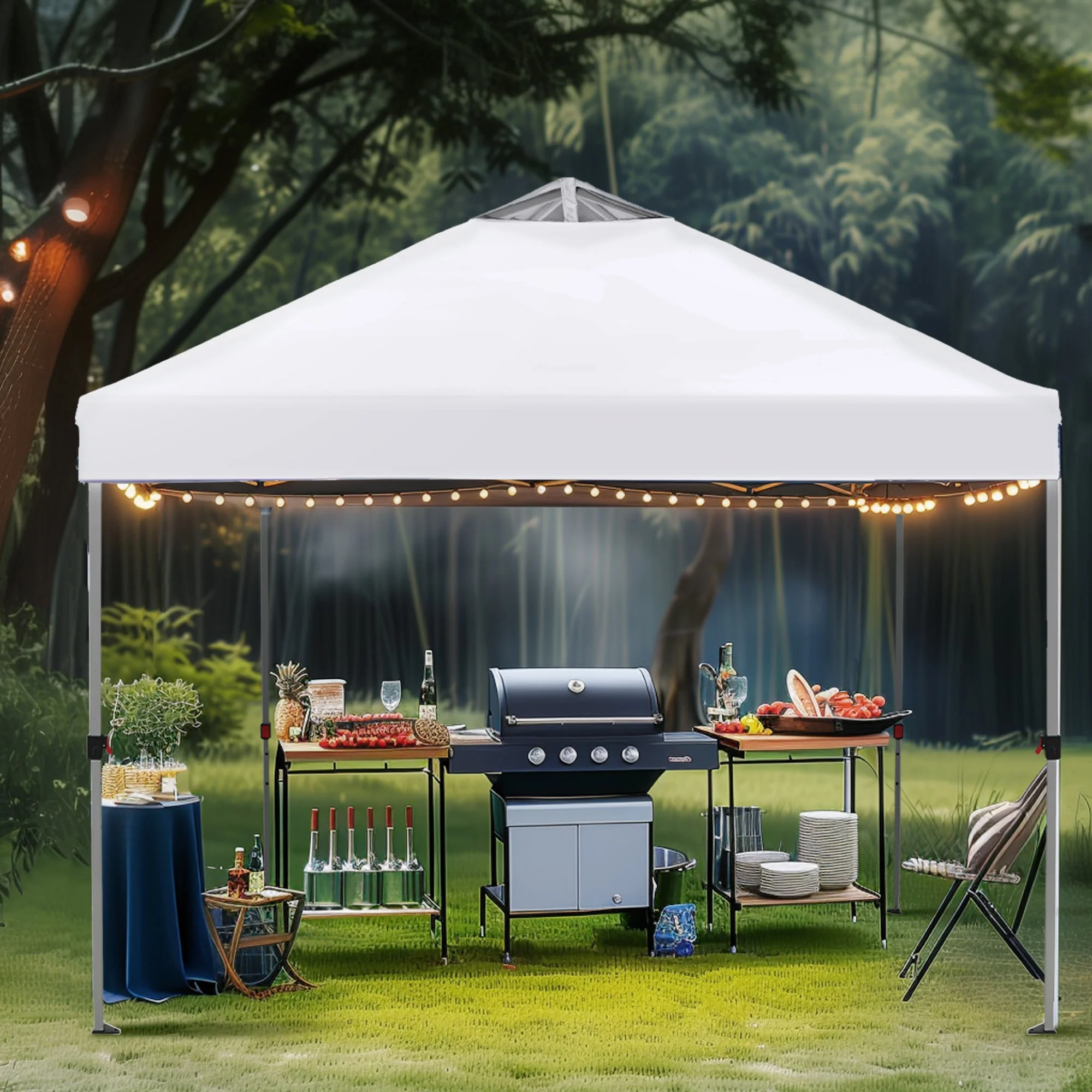 Alpha Joy 10'x 10' Pop up Canopy Tent Outdoor Event Instant Tent with Roller Bag, Blue - Womvr