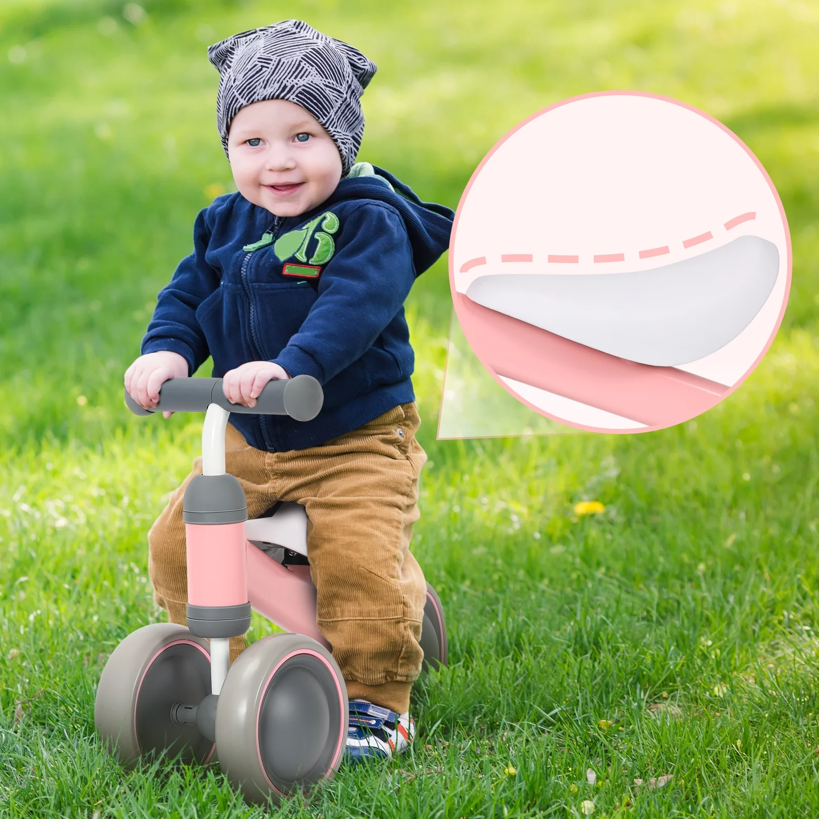 Balance Bike for 12-24 Months Toddler Toy Bike, Pink - Womvr