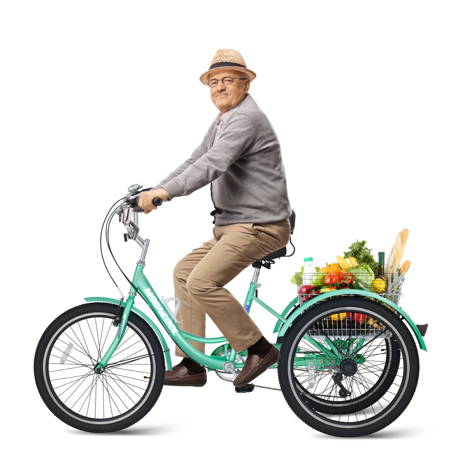 MOONCOOL Adult Tricycles, 3 Wheel 7 Speed Trikes, 20/24/26 inch Adult Trikes 3 Wheeled Bike with Basket for Seniors, Women, Men - Womvr