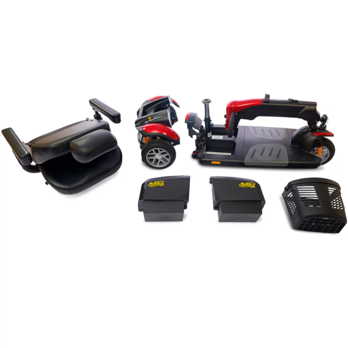 Buzzaround LX Luxury 3 Wheels Travel Scooter (Red and Blue) - Womvr