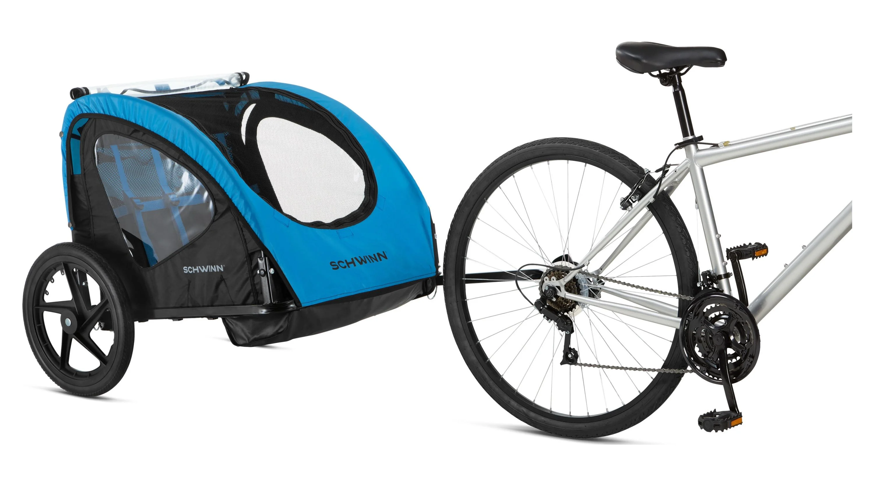 Schwinn Shuttle Foldable Bike Trailer for 2 Passengers, Blue & Black - Womvr