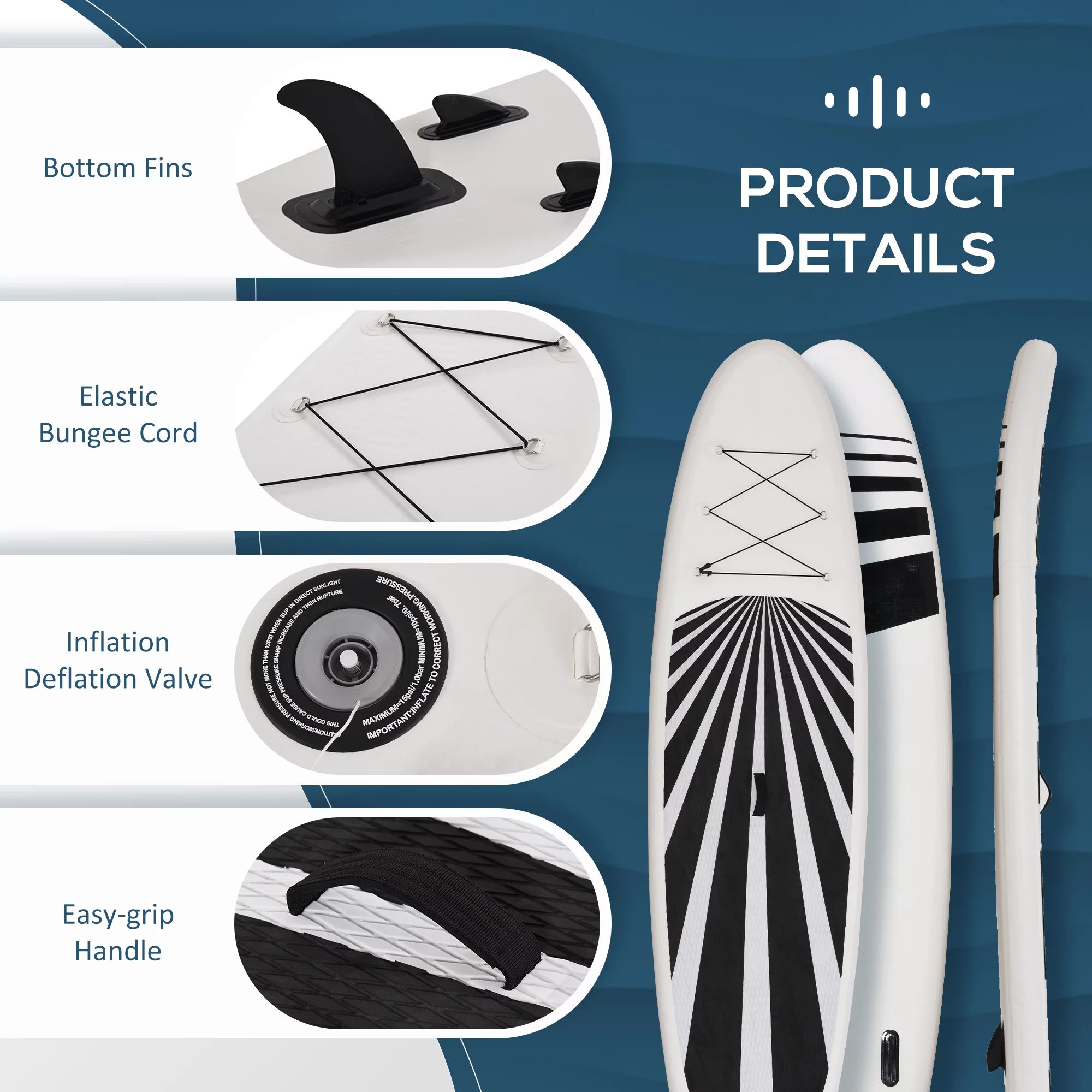 Soozier Inflatable Stand Up Paddle Board Ultra-Light Yoga SUP with Non-Slip Deck Pad, Premium Accessories, Waterproof Bag, Safety Leash and Hand Pump for Surfing, Touring and Fishing, Blue - Womvr