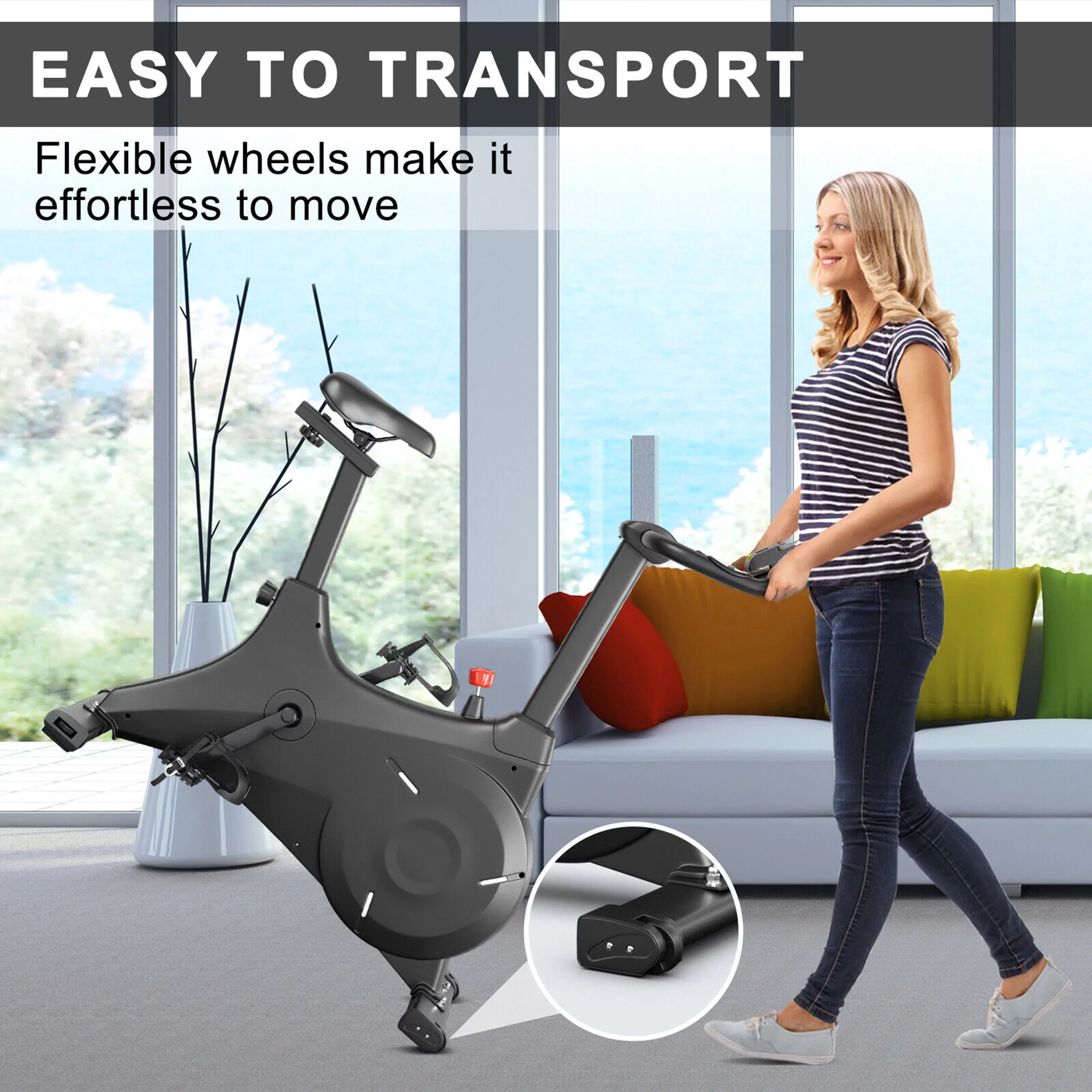 Gymax Magnetic Resistance Stationary Bike Exercise Bike Stationary for Home Gym - Womvr