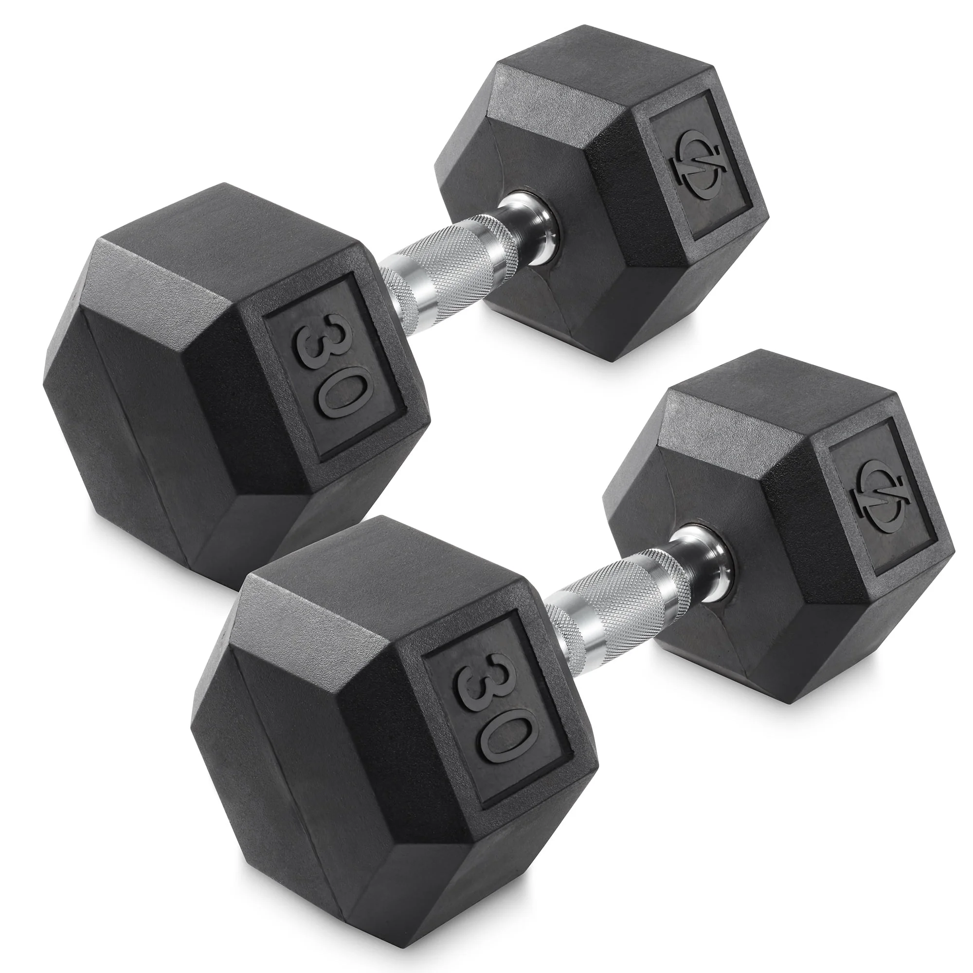 Philosophy Gym Rubber Coated Hex Dumbbell Hand Weights, 45 lb Pair - Womvr