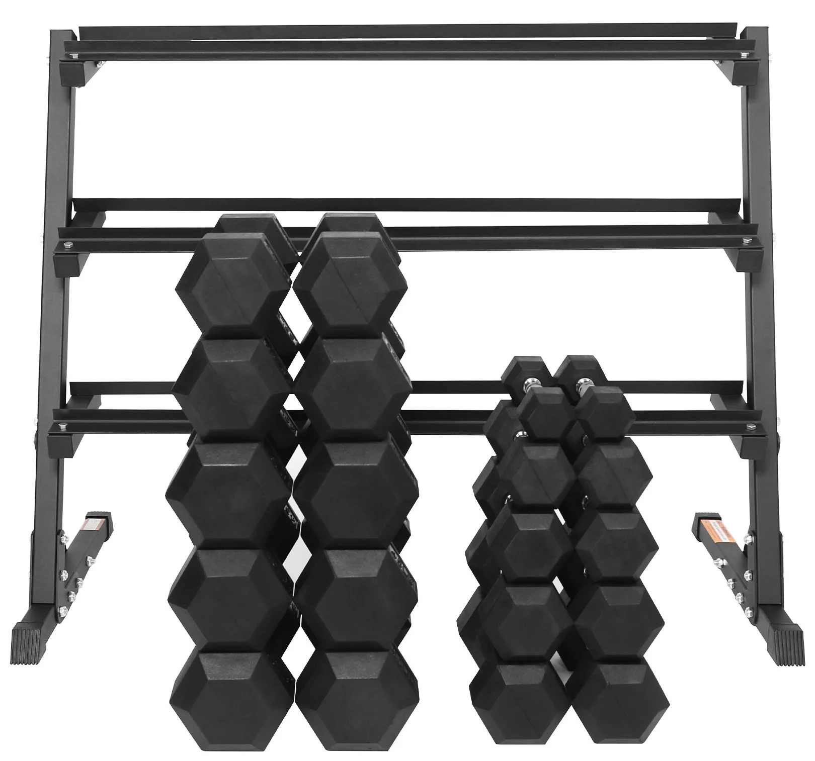 BalanceFrom 100LB Rubber Coated Hex Dumbbell Weight Set with A-Frame Rack, 5-20 lbs Pairs - Womvr