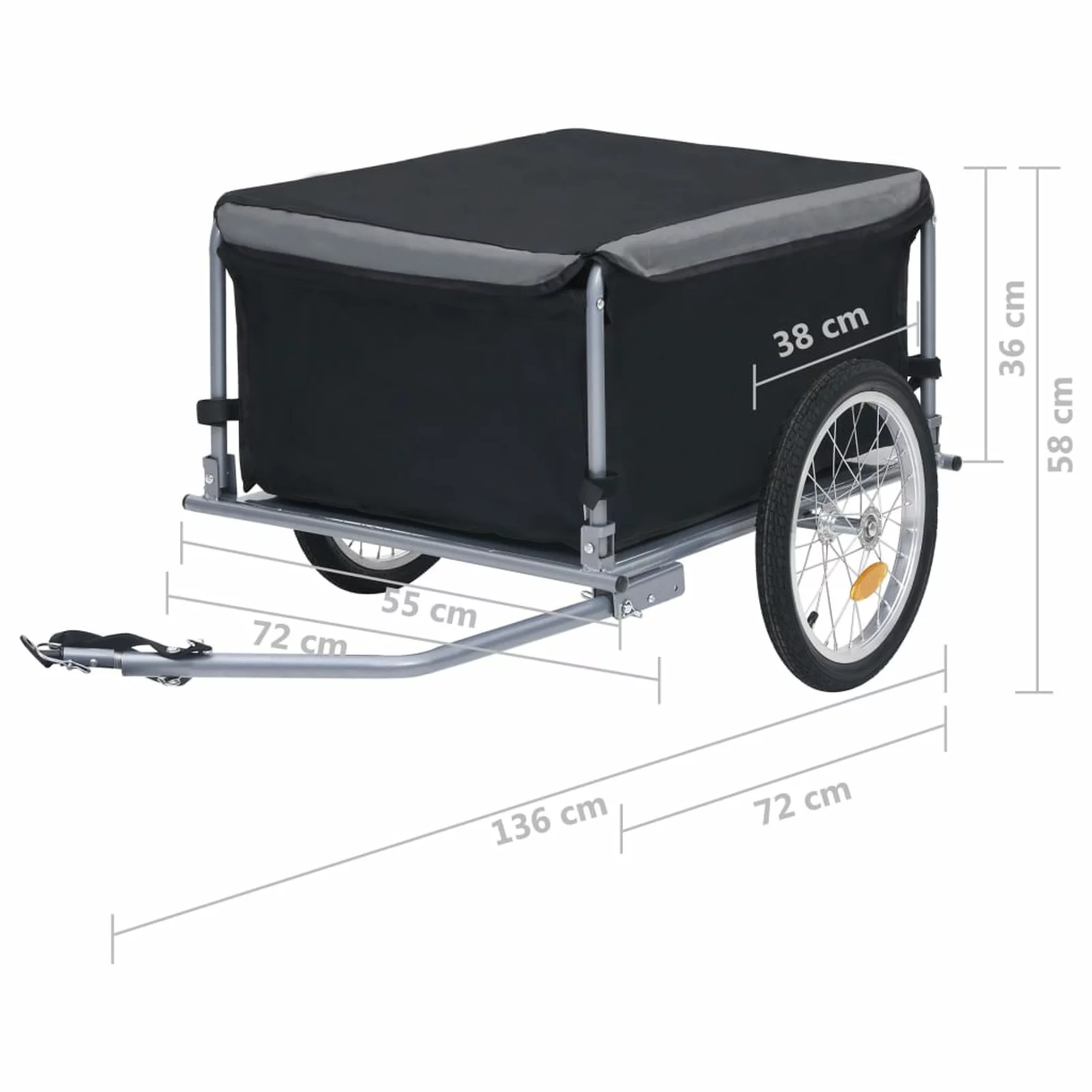 Carevas Bike Cargo Trailer Black and Gray 143.3 lb - Womvr