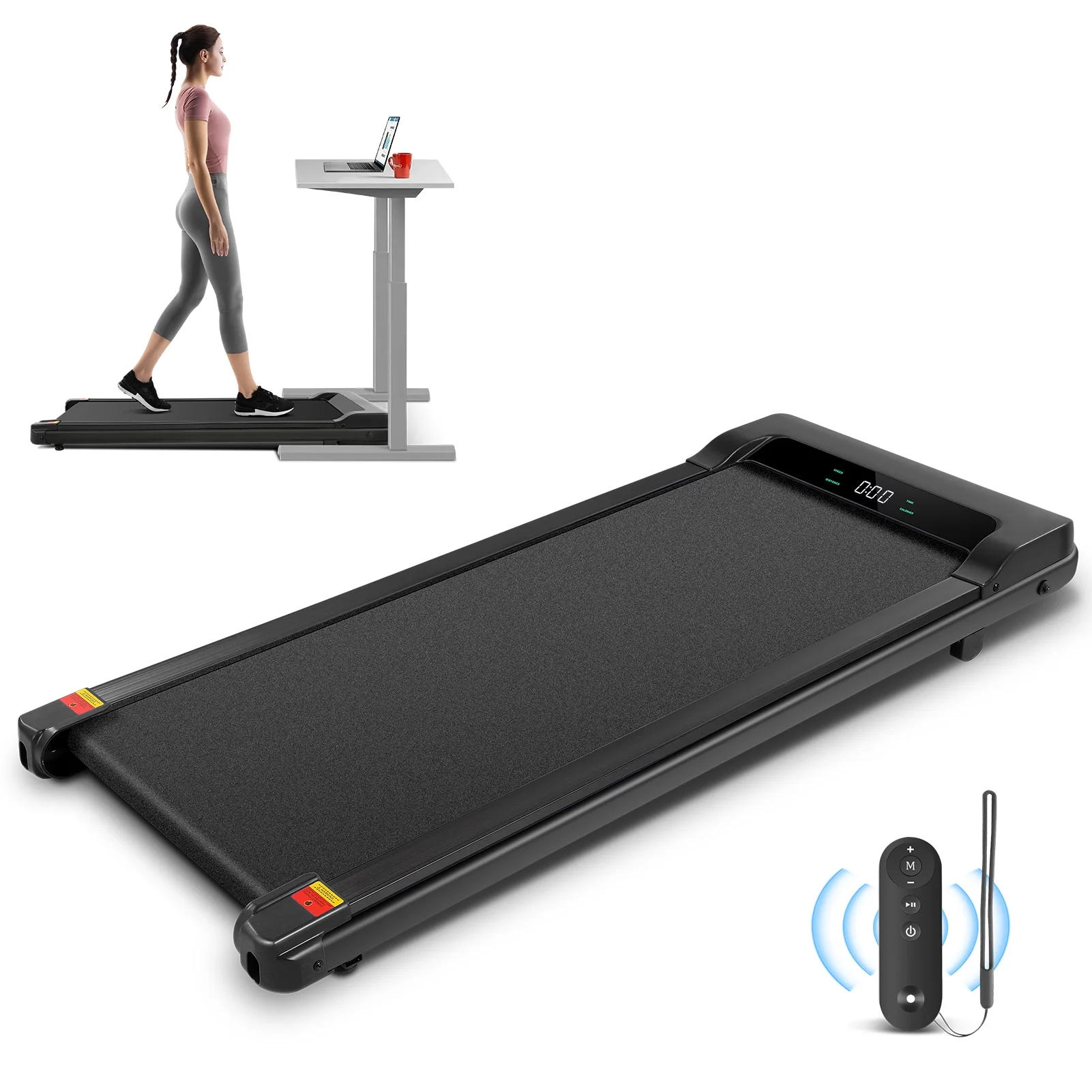 Tikmboex 2.5HP Under Desk Treadmill with LED Display Wireless Remote Control .Quiet & Compact Walking Pad for Home Office - Womvr