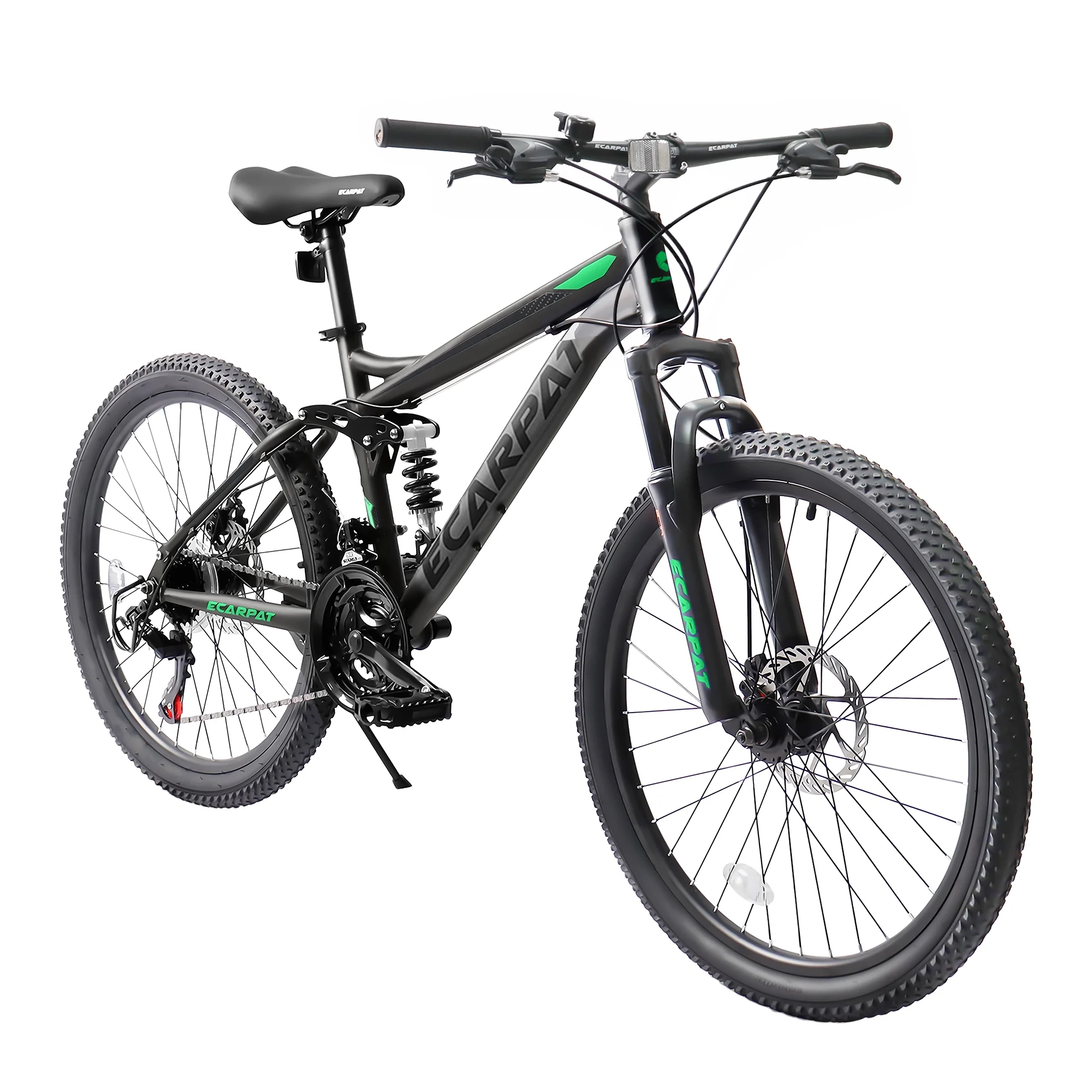 CIYOYO Mountain Bike for Mens and Womens, 24 Inch Adult Bicycle, Trail Bike 21-Speed Full Suspension, Gray - Womvr