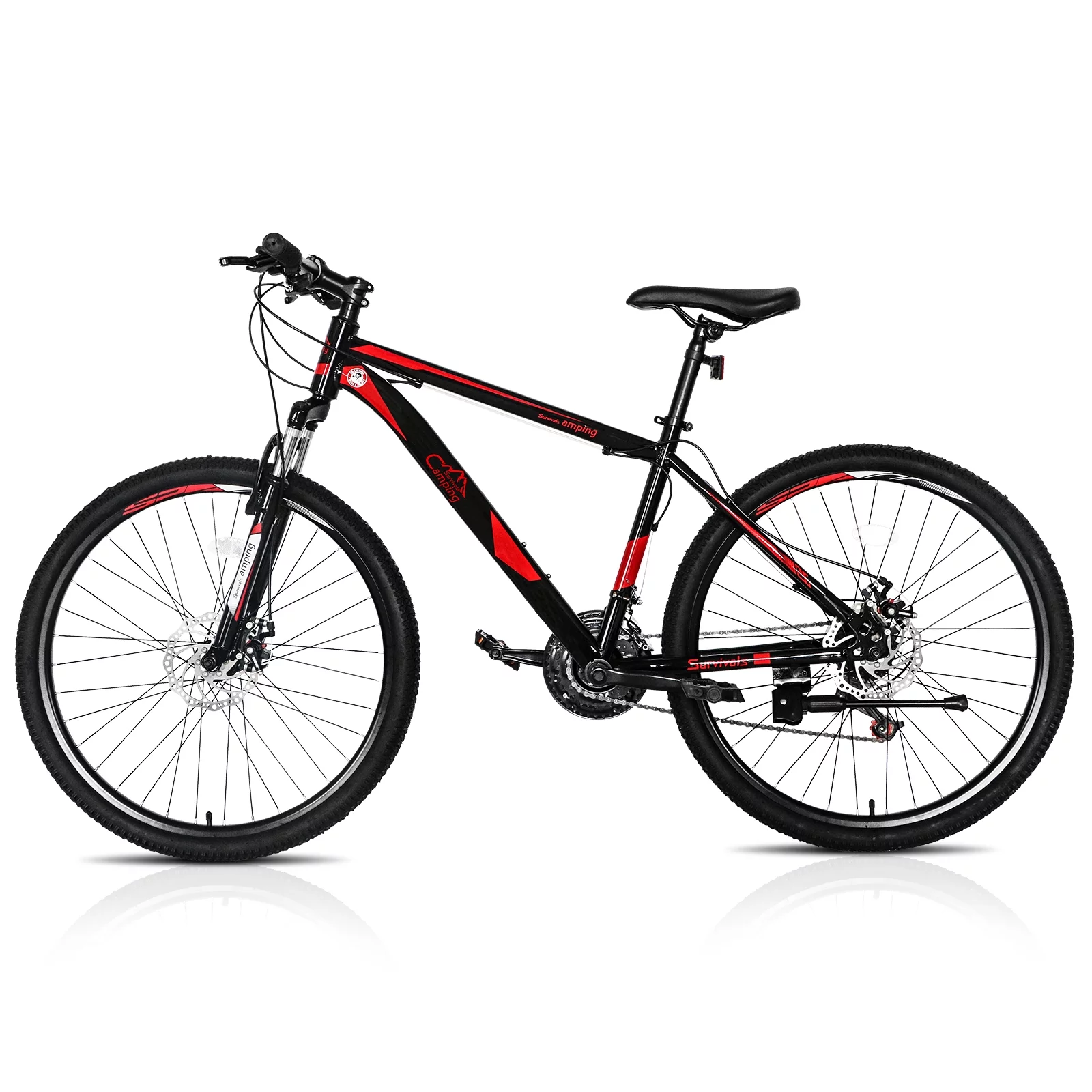 Campingsurvivals 21 Speed Mountain Bikes, with 26 inch Wheels and Dual Disc Brakes, Red/Black - Womvr