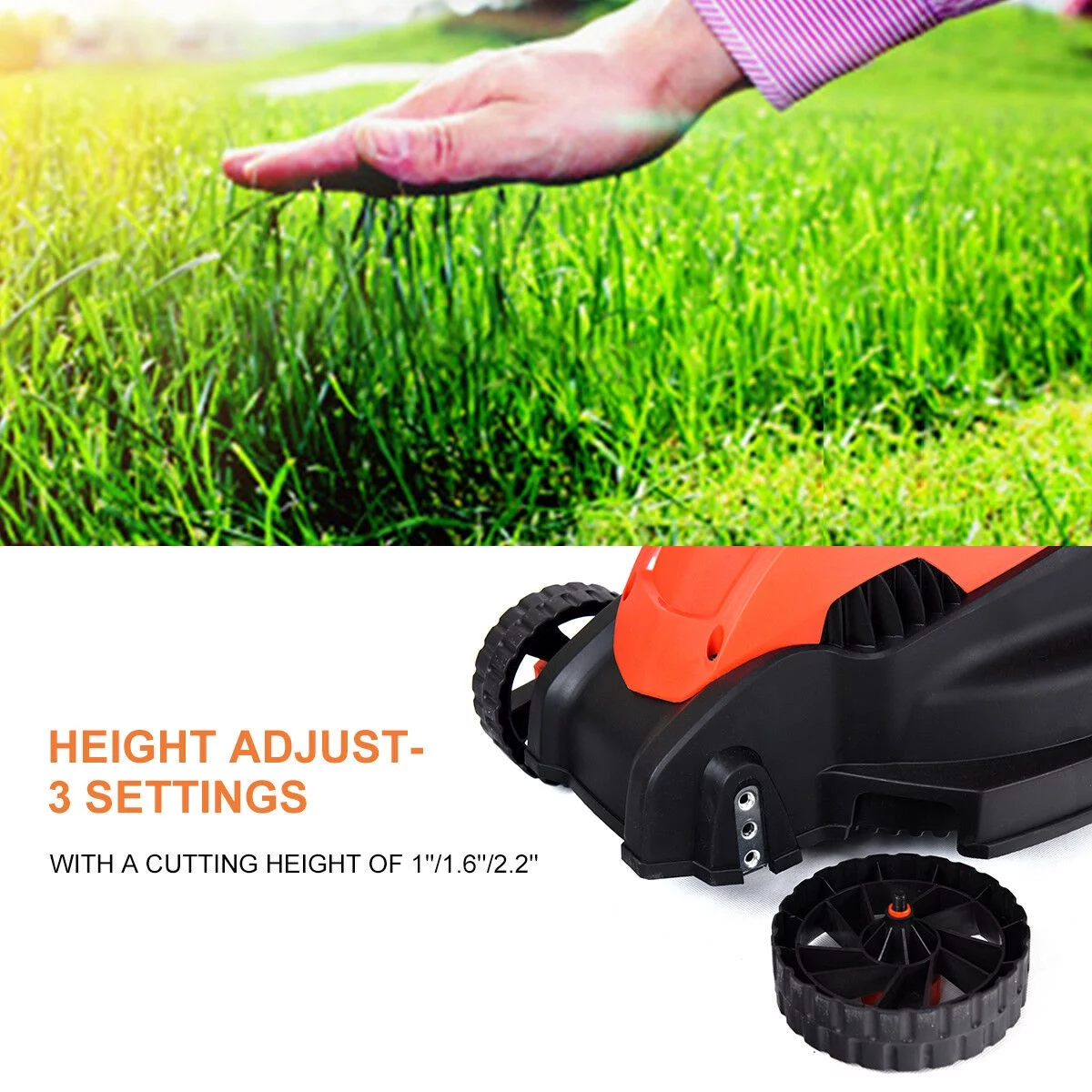 Costway 12 Amp 14-Inch Electric Push Lawn Corded Mower With Grass Bag Red - Womvr