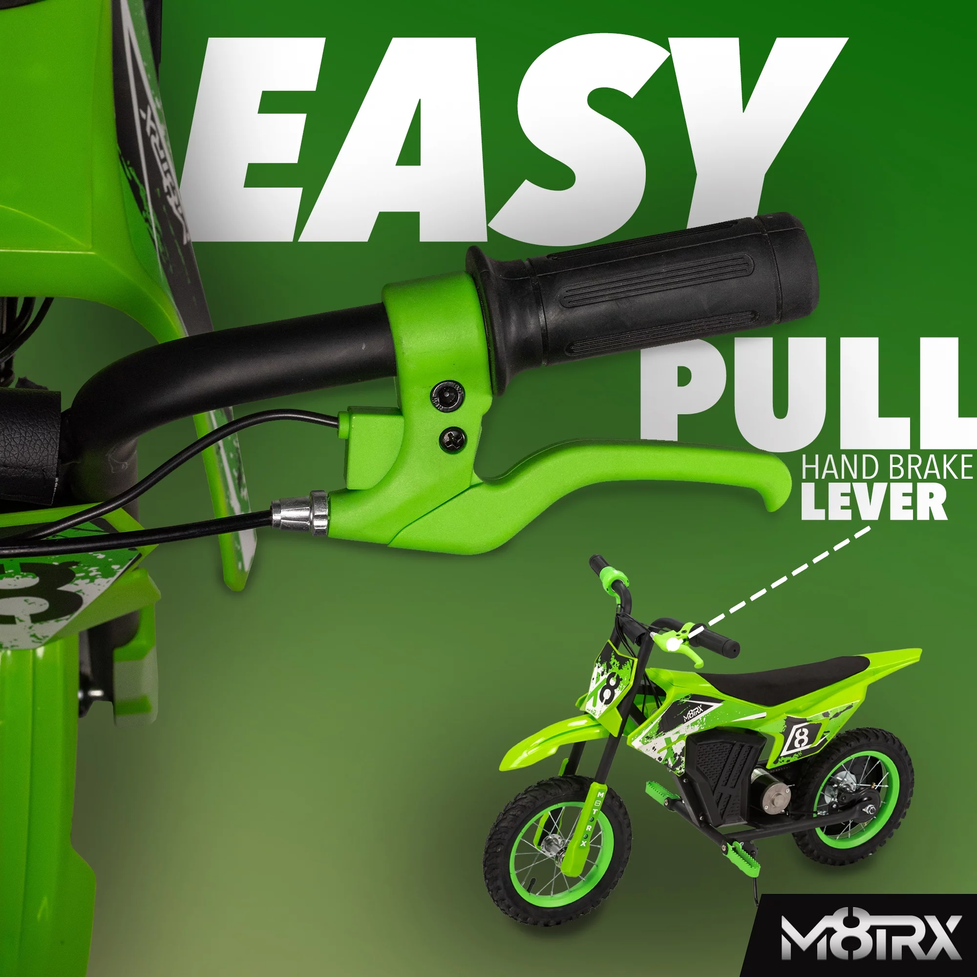 M8TRX 12V Mini Electric Child Dirt Bike, Battery Powered Toy Motorcycle, Kids Ride On, Ages 5 Years and Up, Green - Womvr