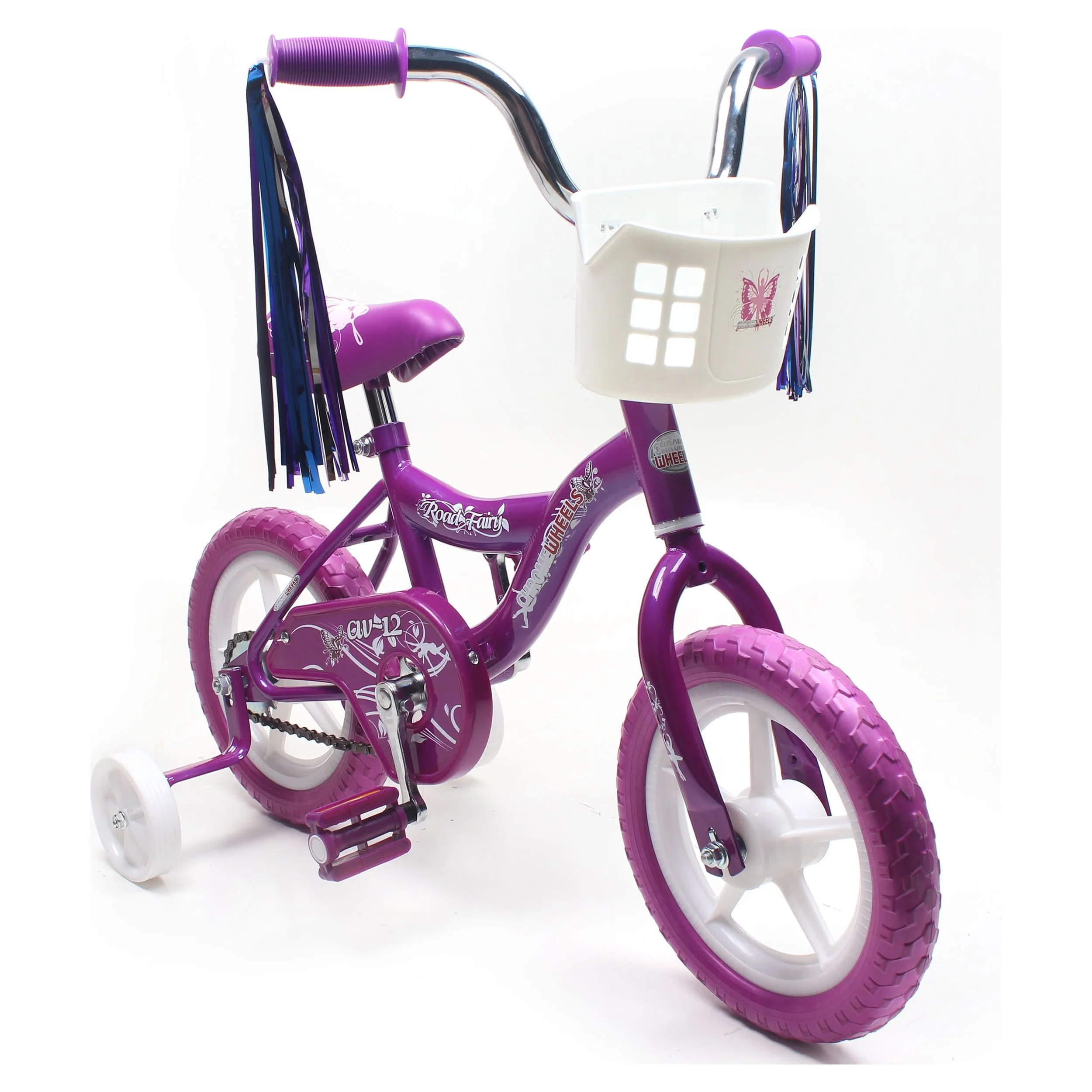 WonderPlay BMX 12 In. Kid's Bike for 2-4 Years Old, Bicycle for Girls with Front Basket, EVA Tires with Training Wheels and Coaster Brake, Purple - Womvr