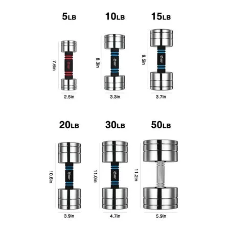 Northdeer Adjustable Dumbbells Pair Steel Weight Set 5lb 10lb 15lb 20lb 30lb 50lb Weights for Lifting Gym Fitness with Foam Handle, Silver - Womvr