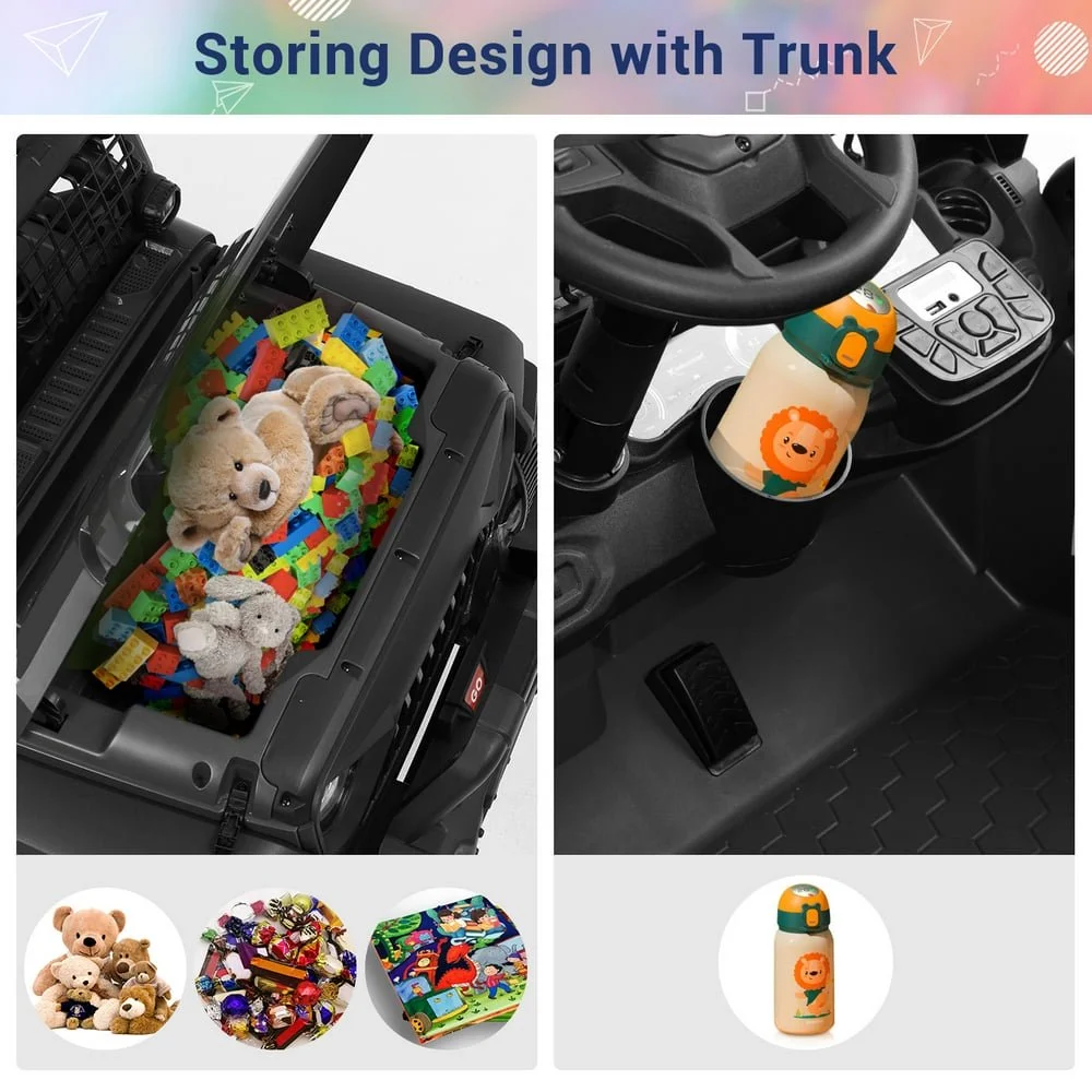 EastVita Kids 24V Ride on Car with Electric Remote Control Dual Drive Power Ride on Toys 2 Seats SUV Truck Wheels Vehicle - Womvr