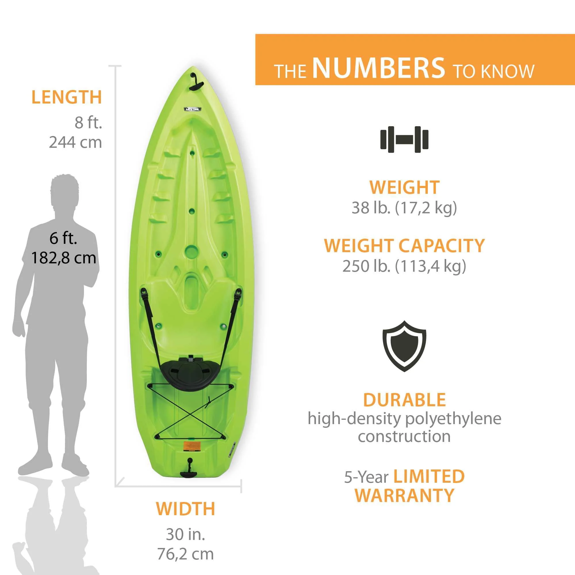Lifetime Daylite 8 ft Sit-on-Top Kayak, Red (90775) - Womvr