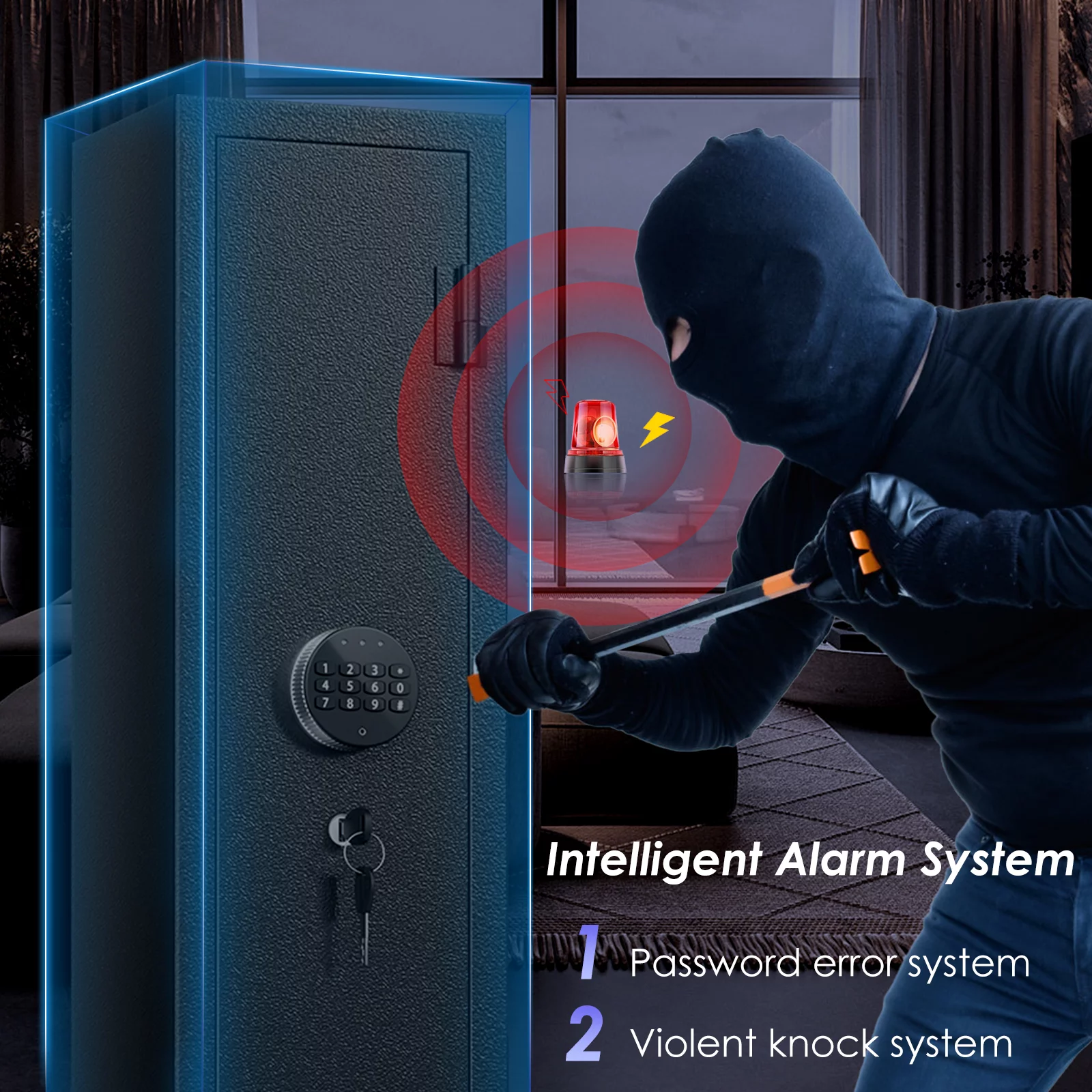 SRWTRCHRY Fingerprint 5-Gun Safe, 2s Quick Access Gun Cabinet with 2 Open Ways, Electronic Storage Cabinet for Rifles, Heavy-Duty Security Cabinet with Removable Shelf, 56''H - Womvr