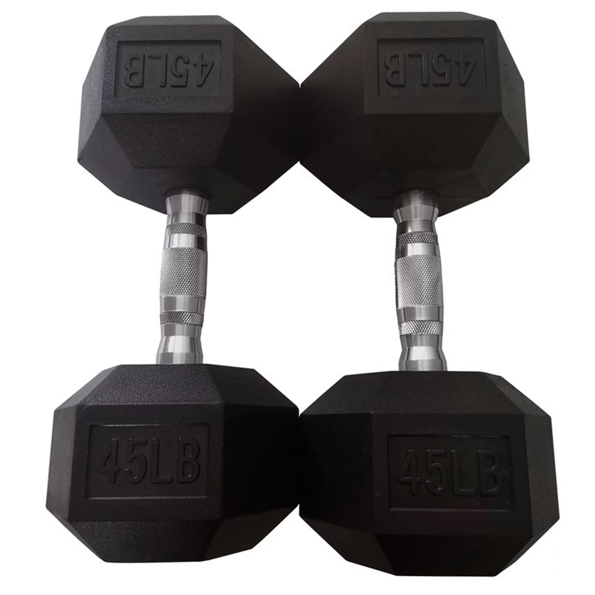 HolaHatha Iron Hexagonal Cast Exercise Dumbbell Free Weight Pair, 45 Pounds - Womvr