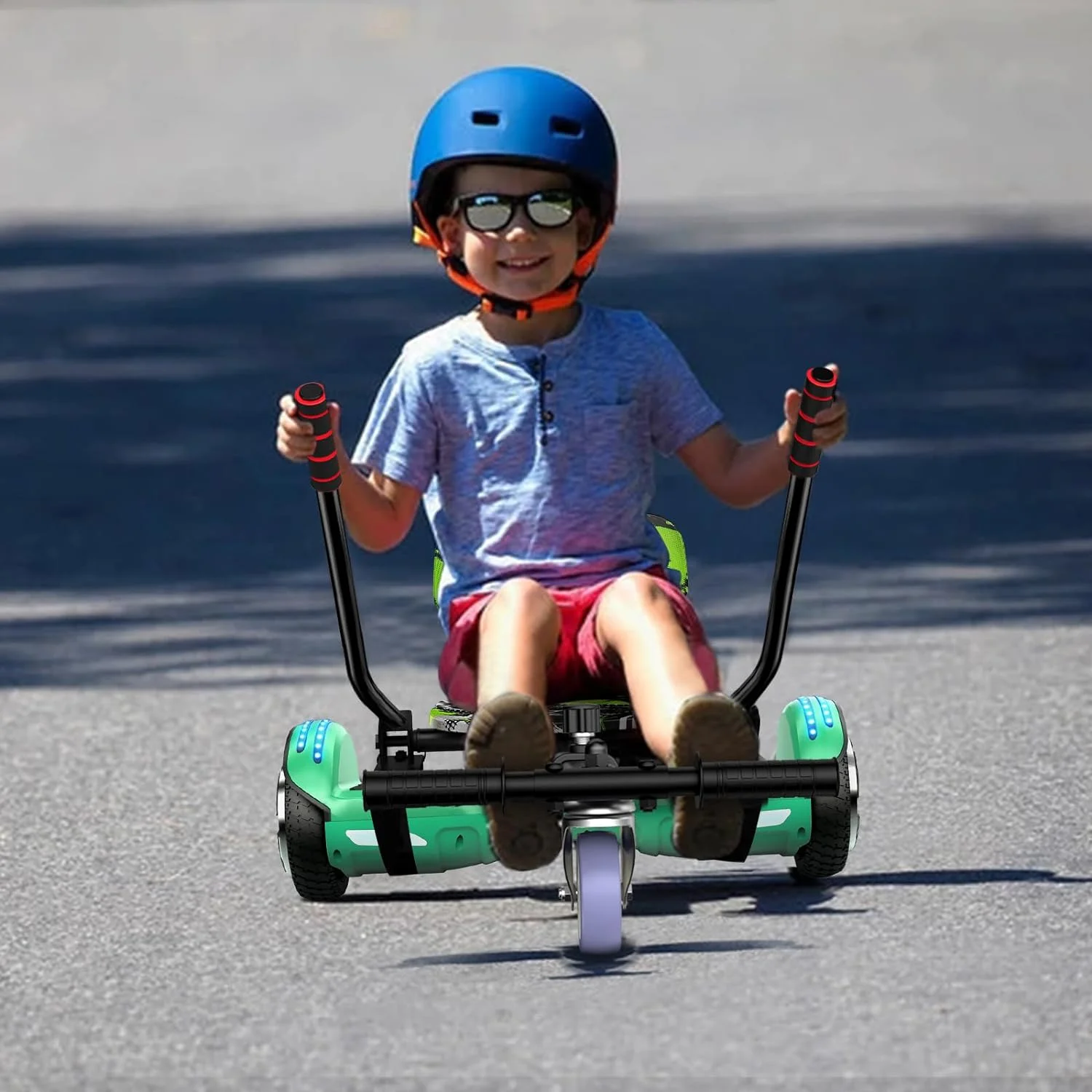 SISIGAD Hoverboard with Seat, 6.5 inch Hoverboard Go Kart Combo with Bluetooth Speaker & LED Lights for Kids Adults - Womvr