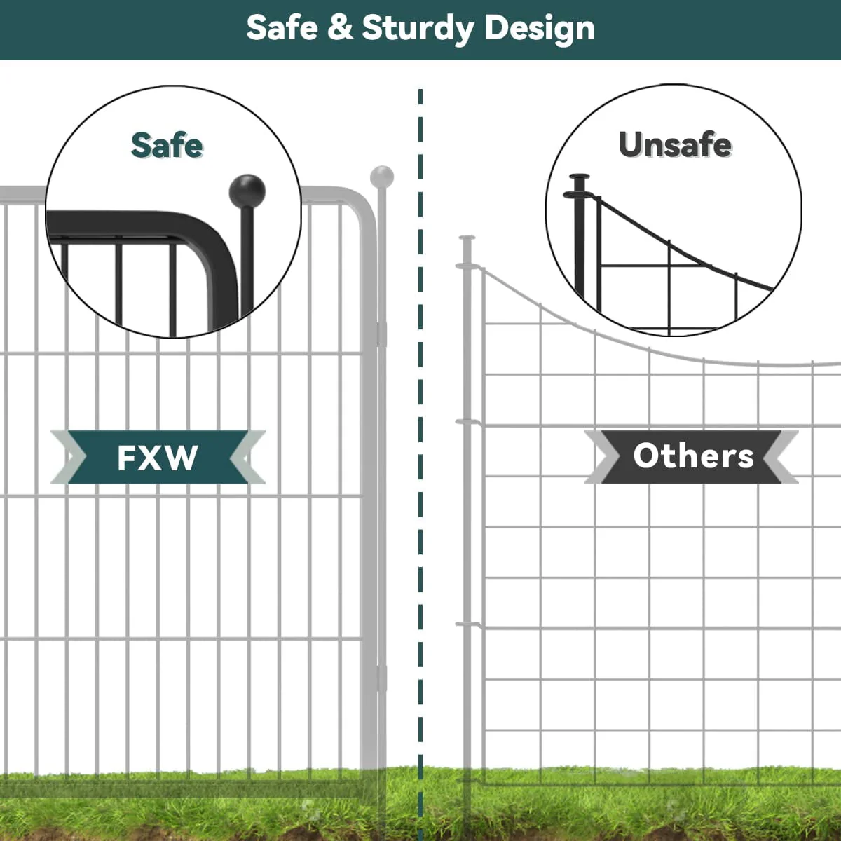 FXW Garden Fence 24 Panels 54ft (L)×32in (H) Animal Barrier Decorative Metal Fence with 2 Gates Temporary Fencing No Dig Fencing for Yard Patio, Black - Womvr