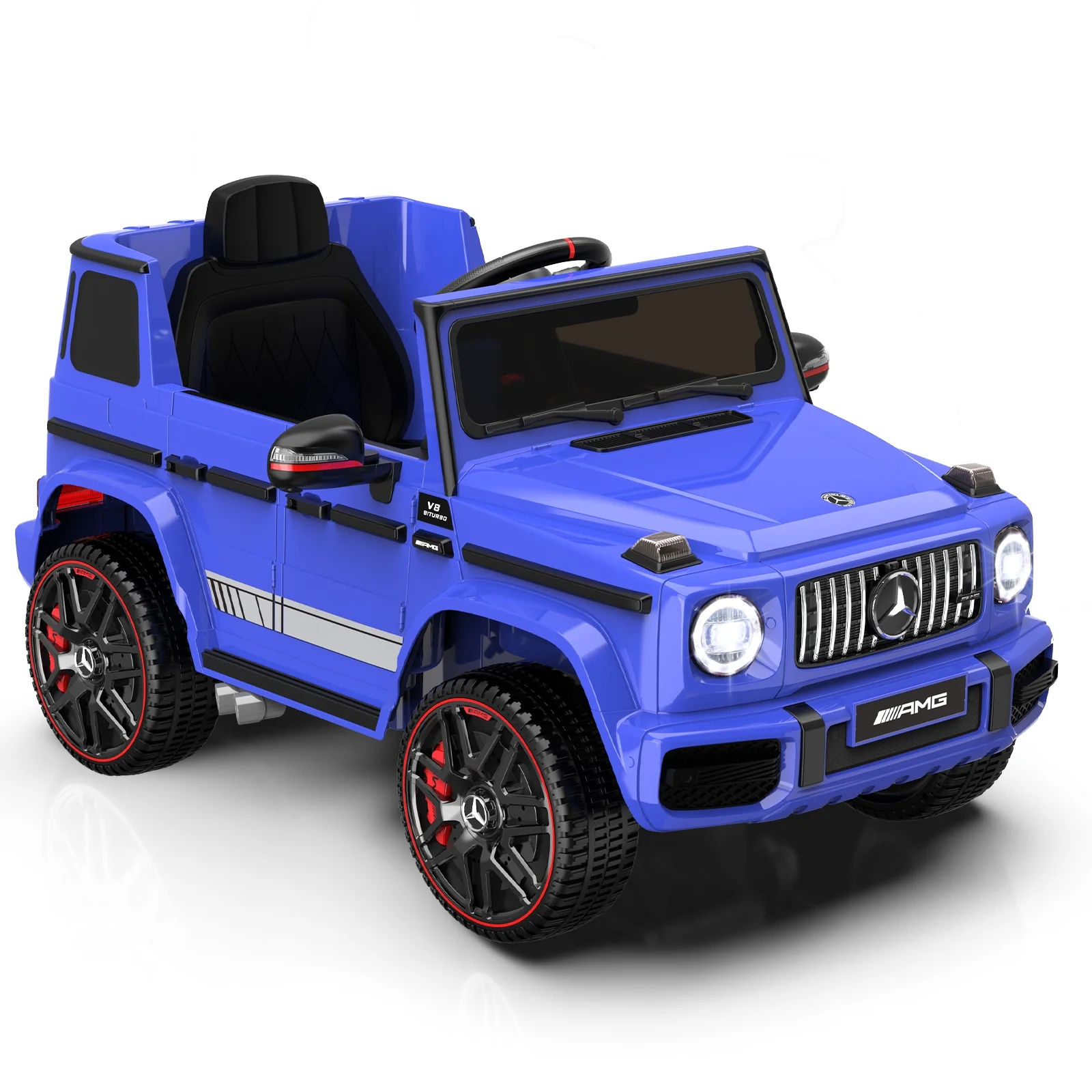 12Volt 1 Seater Mercedes-Benz G63 Licensed Powered Ride on Toy with Remote Control, Gift for Kids Aged 2~4 Years -Red - Womvr