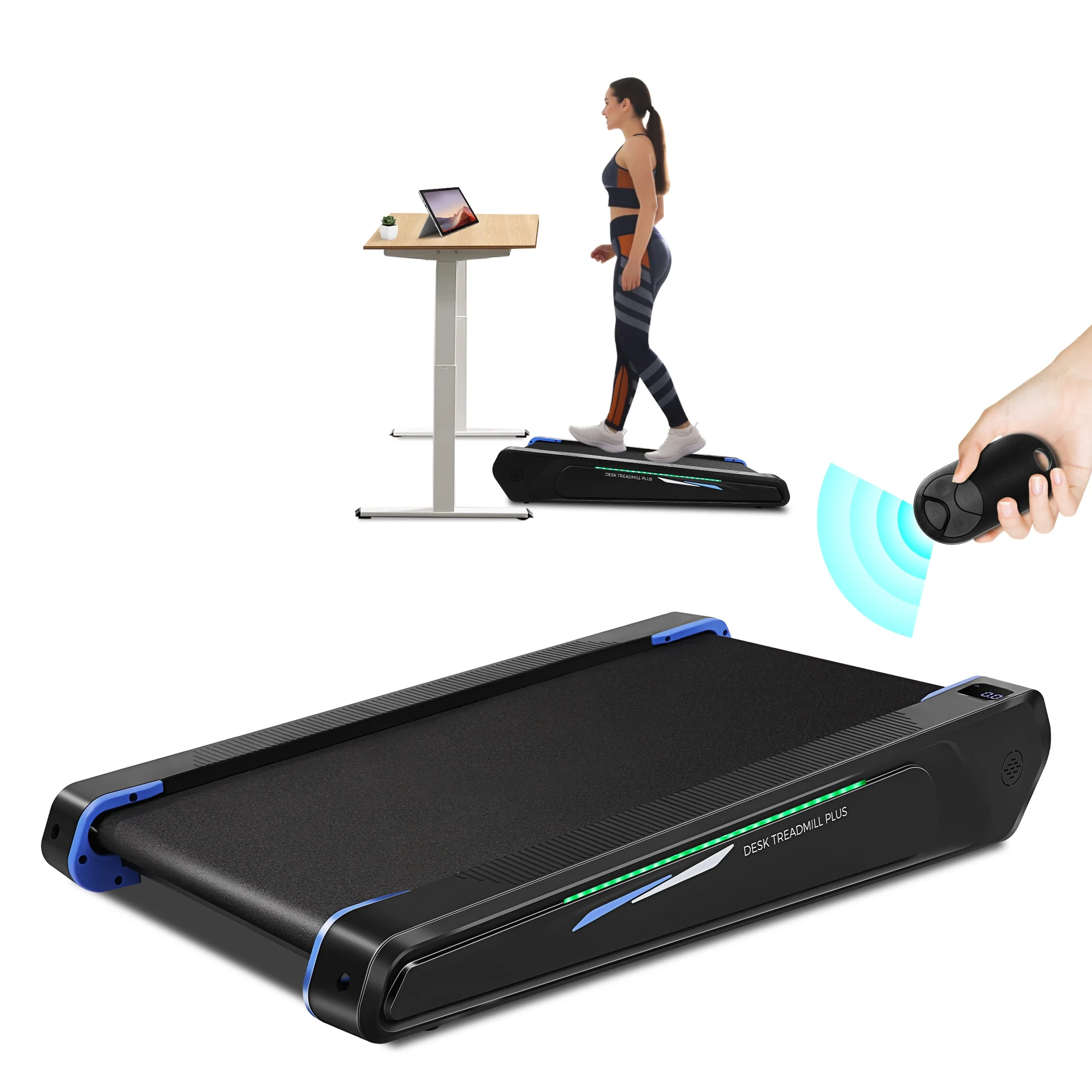 Tikmboex 2.5HP Walking Pad  with LED Display Wireless Remote Control, 2 in 1 Compact Under Desk Treadmill for Home Office Cardio Exercise - Womvr