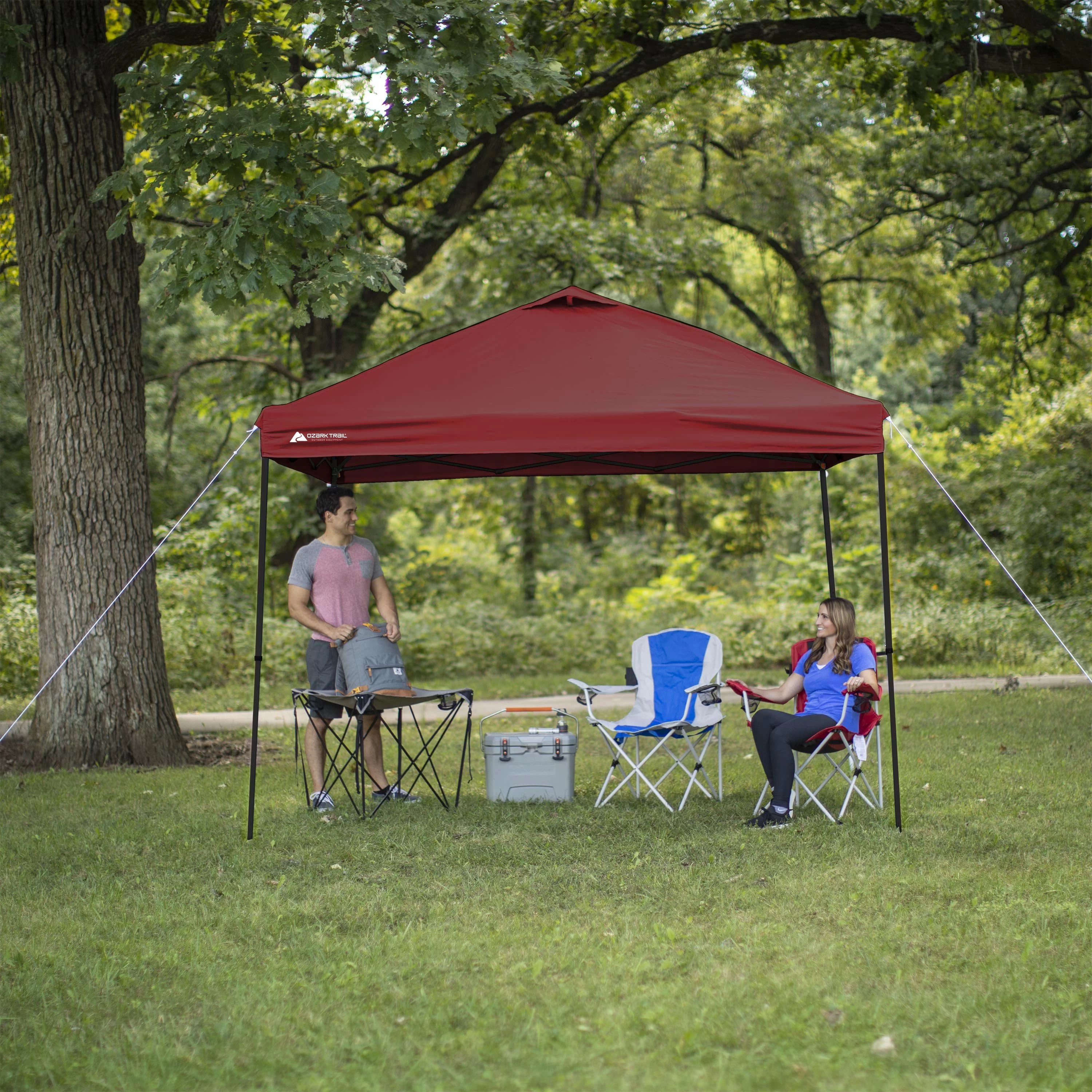 Ozark Trail Simple Push Straight Leg Instant Canopy, White, 10 ft x 10 ft - Womvr
