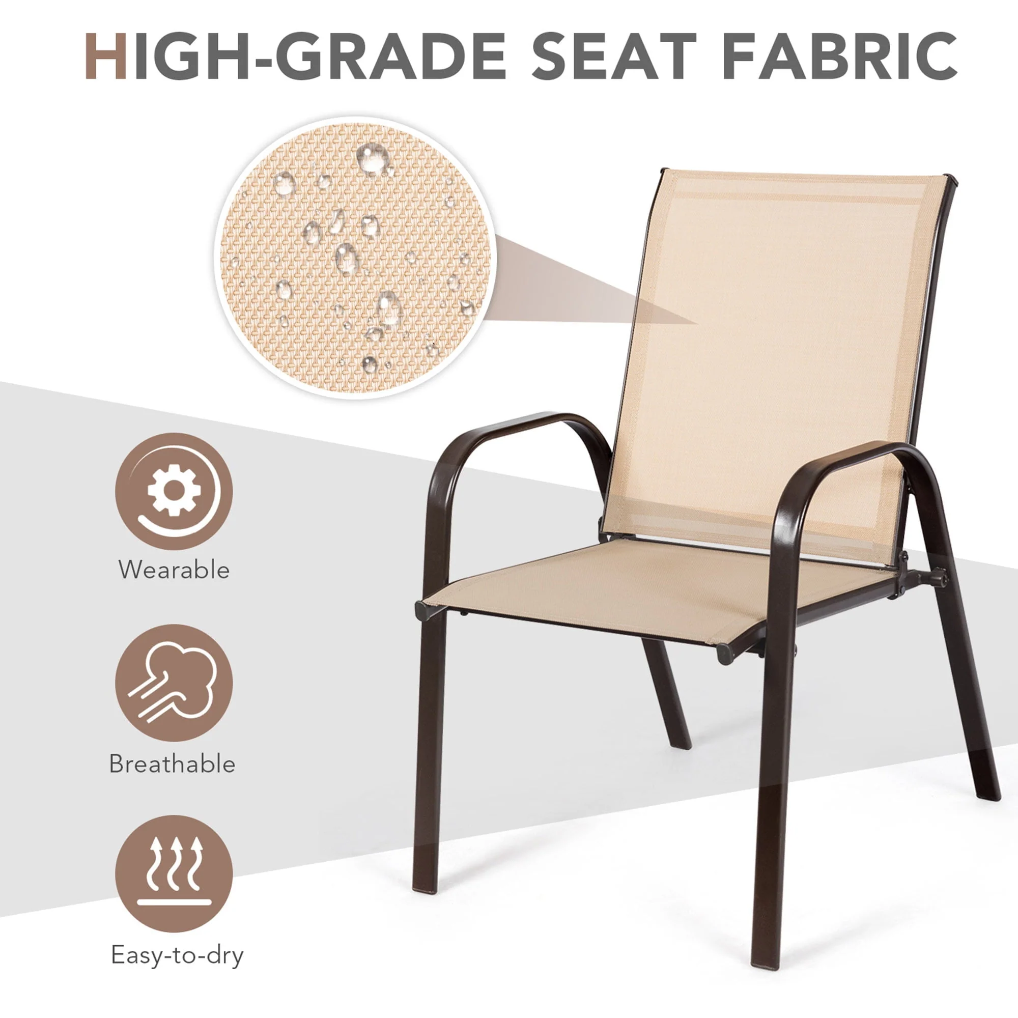 Gymax Set of 2 Patio Chairs Dining Chairs w/ Steel Frame Yard Outdoor Grey - Womvr