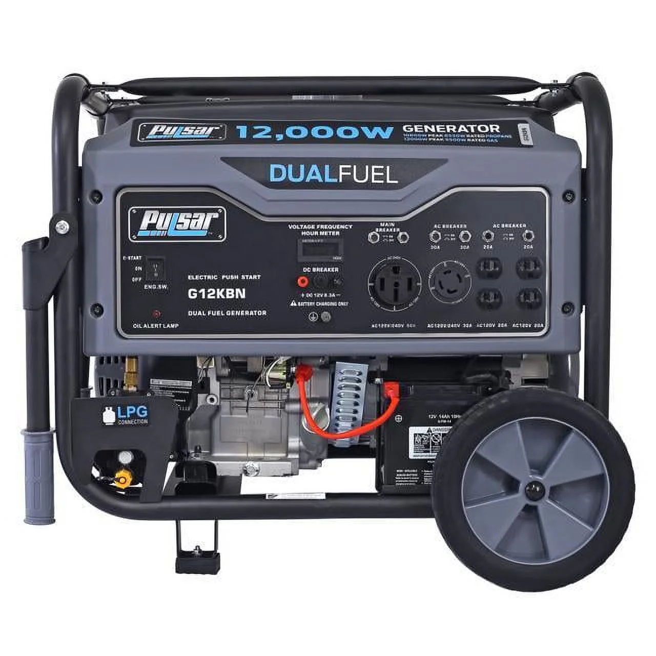 Pulsar 12,000W Dual Fuel Portable Generator in Space Gray with Electric Start, G12KBN - Womvr