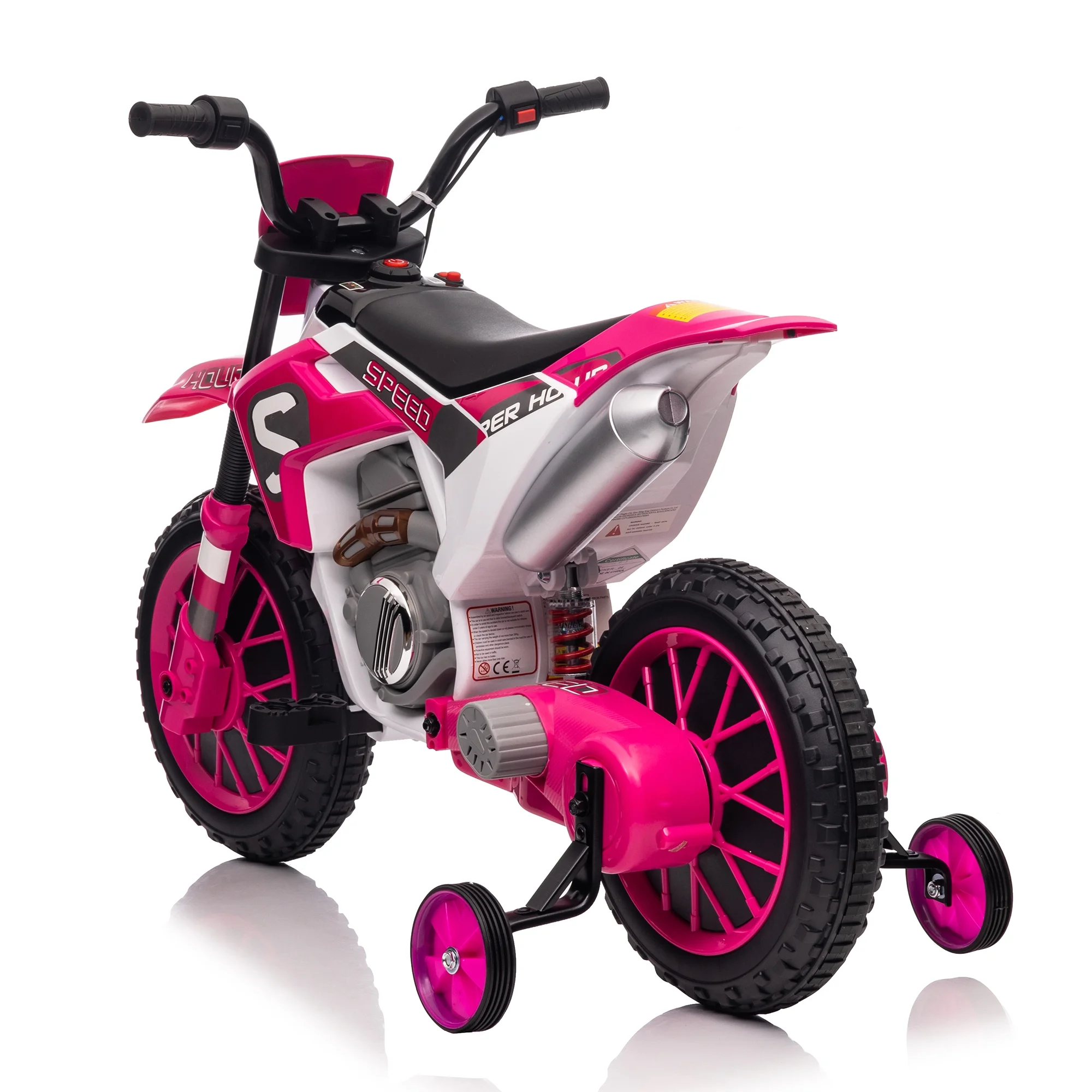 TOBBI 12V Kids Motorcycle off- Road Ride on Dirt Bike W/ Training Wheels, Age 3-8 Toddlers, Green - Womvr