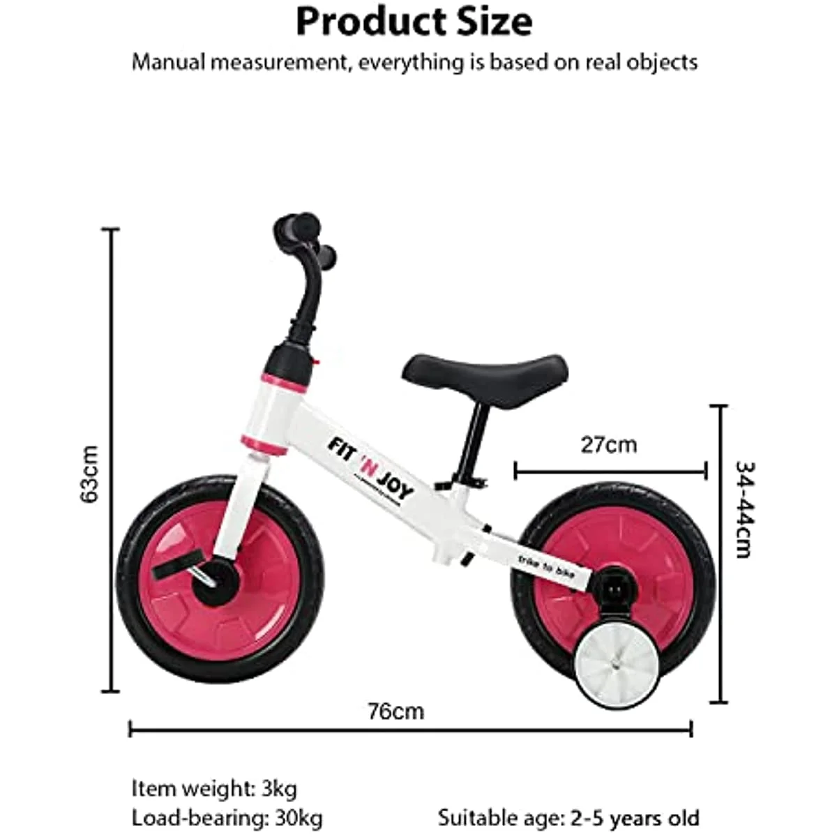 Ubravoo Fit 'n Joy Toddler Balance Bike,4-in-1 Starter Kids Training Bicycle,Rear Single Rod,Blue - Womvr