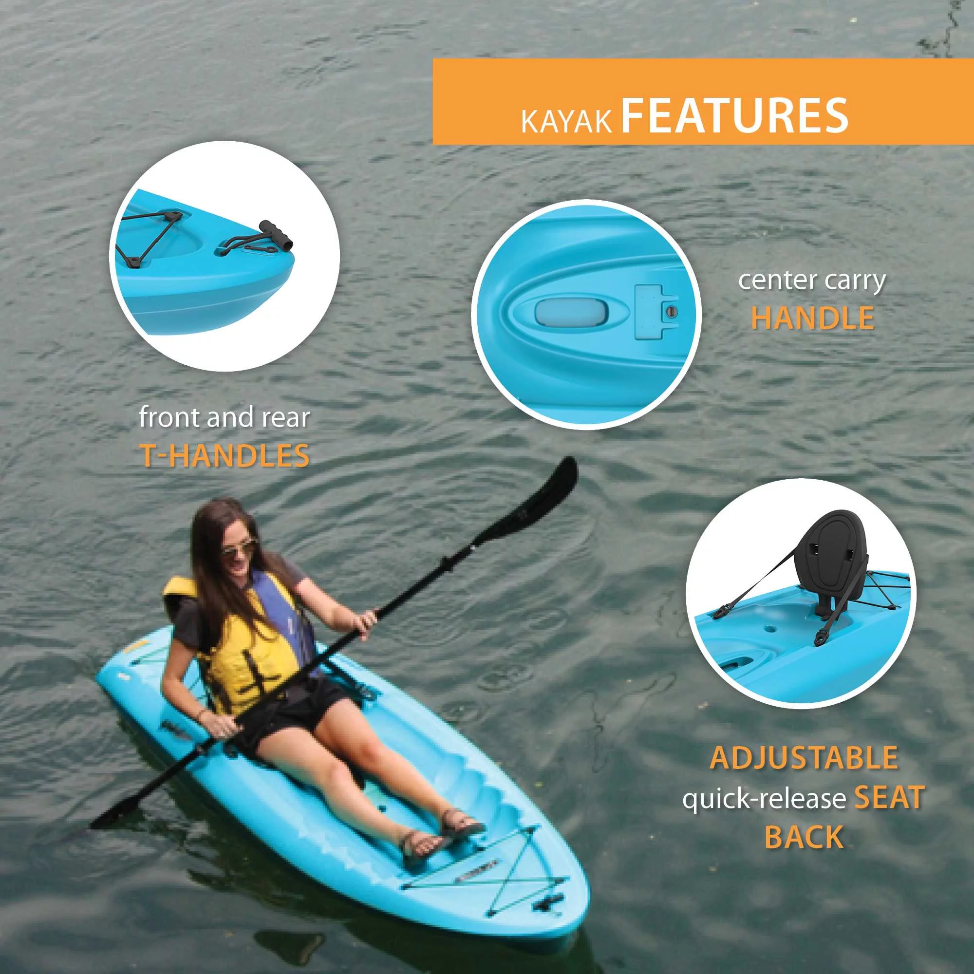 Lifetime Hydros 101 inch Sit-on-Top Kayak, Glacier Blue (90594) - Womvr